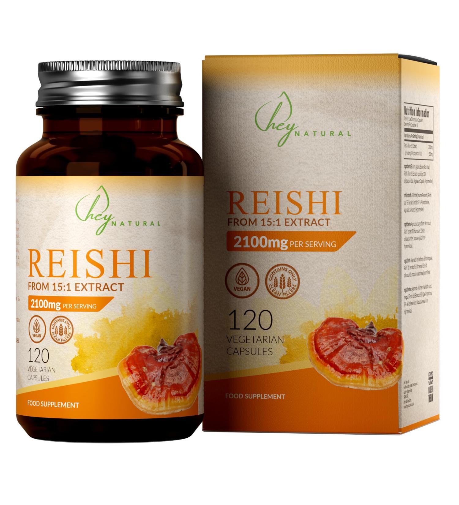 HN Reishi Capsules | High Potency 2100mg Reishi Mushrooms Extract (15:1) per Dose - 120 Reishi Capsules | Non-GMO Gluten Free & Allergen Free | Made in the UK - Buy Online on GoSupps.com
