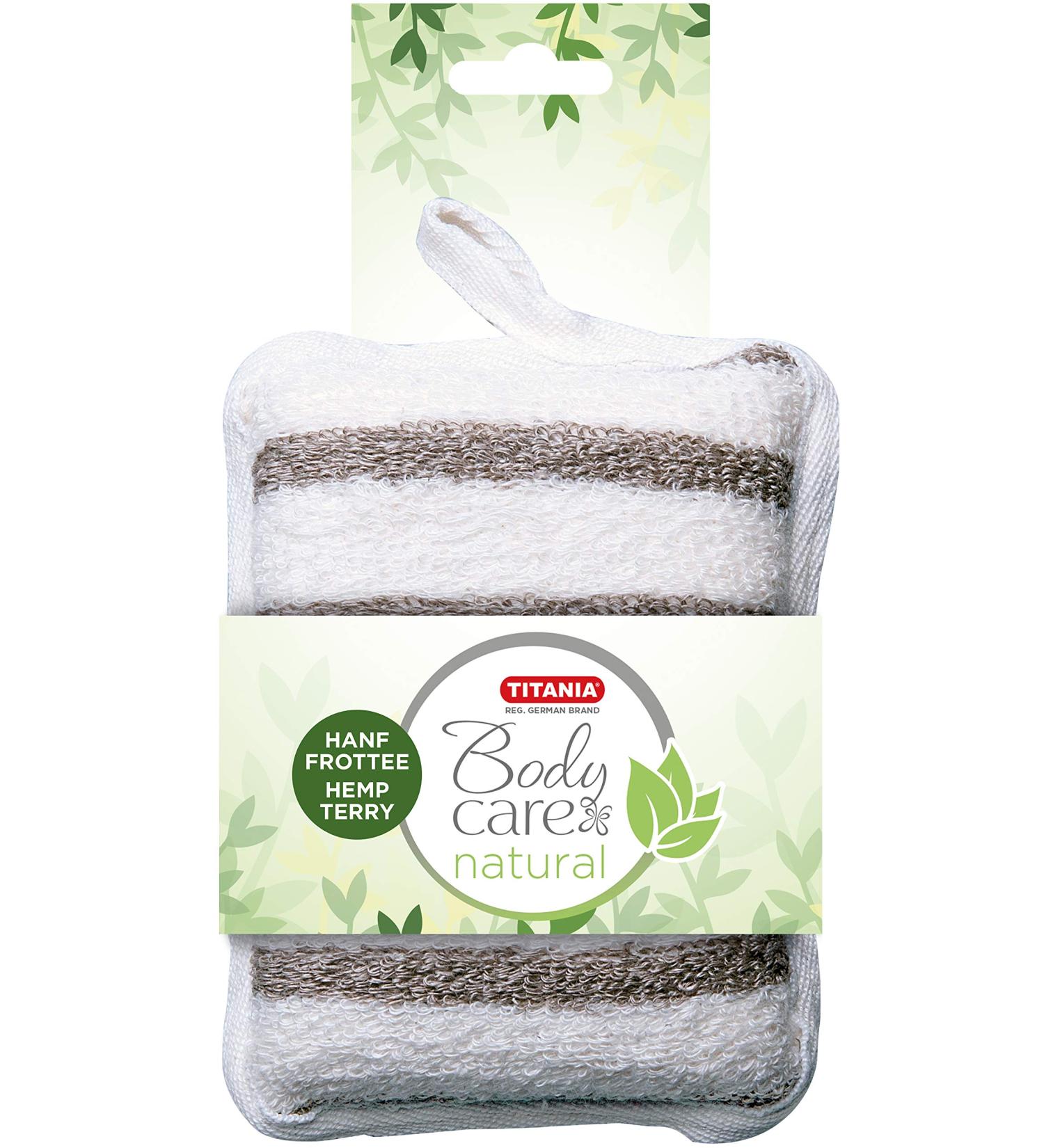 Shop Titania Bath Massage Sponge - Hemp & Terry Cloth White & Beige Striped Square - Eco-Friendly Luxury - Buy Online on GoSupps.com