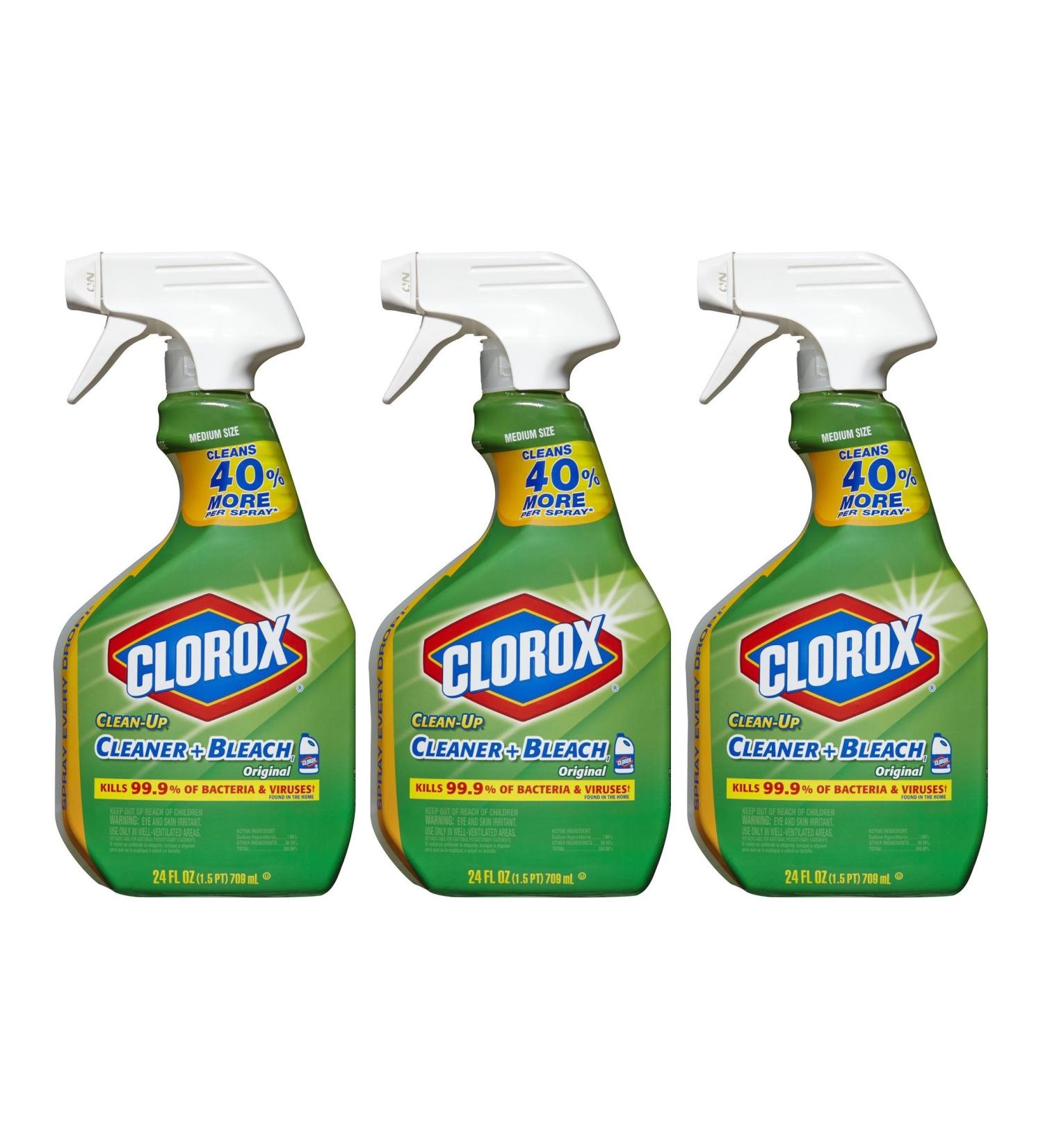 Clorox Clean-Up Bleach Cleaner Spray 24 Fl Oz - Value Pack of 3 - Buy Online on GoSupps.com