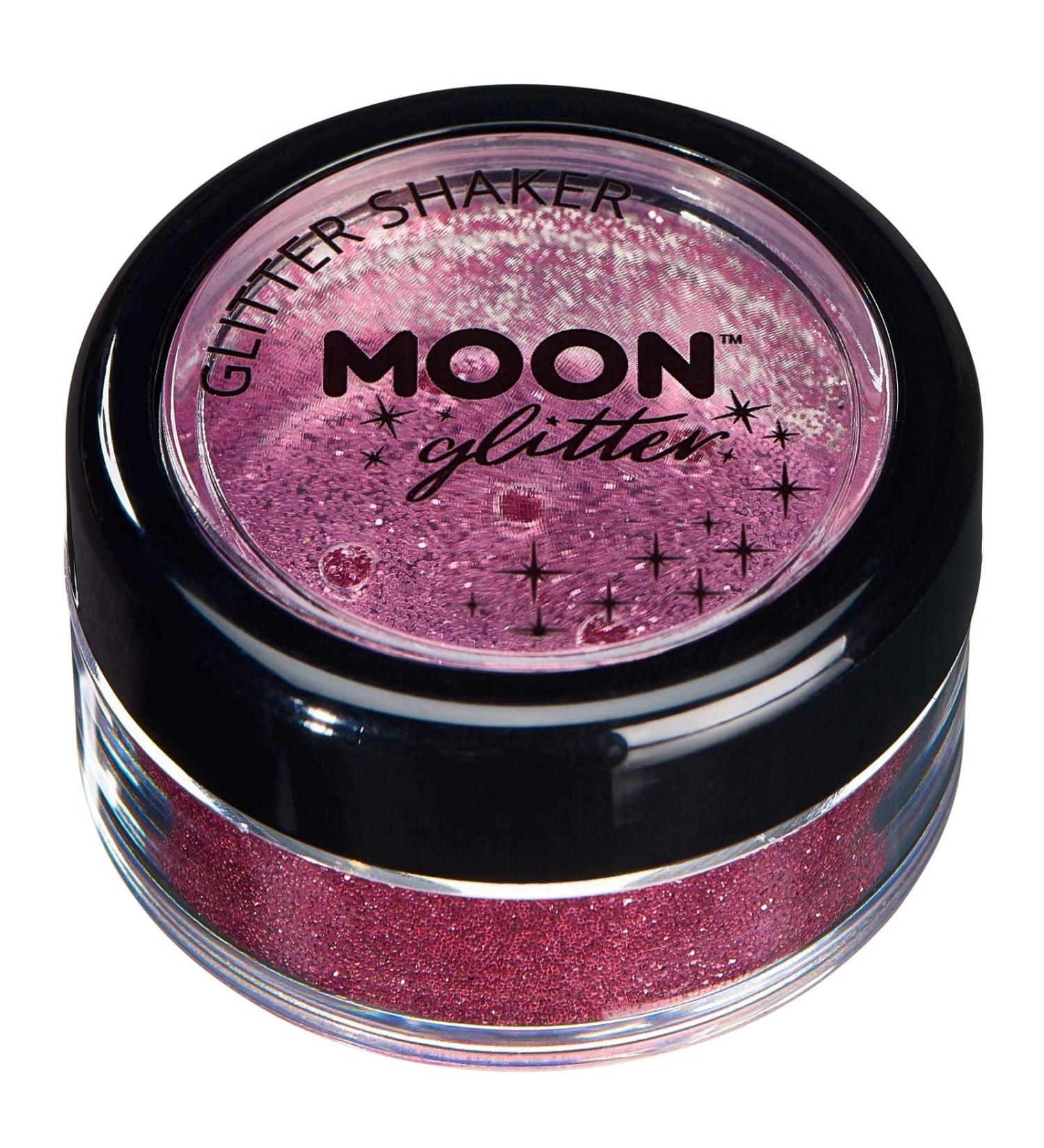 Moon Glitter Pink Fine Glitter Shaker - 5g - Cosmetic Festival Makeup for Face, Body, Nails, Hair & Lips - Buy Online on GoSupps.com