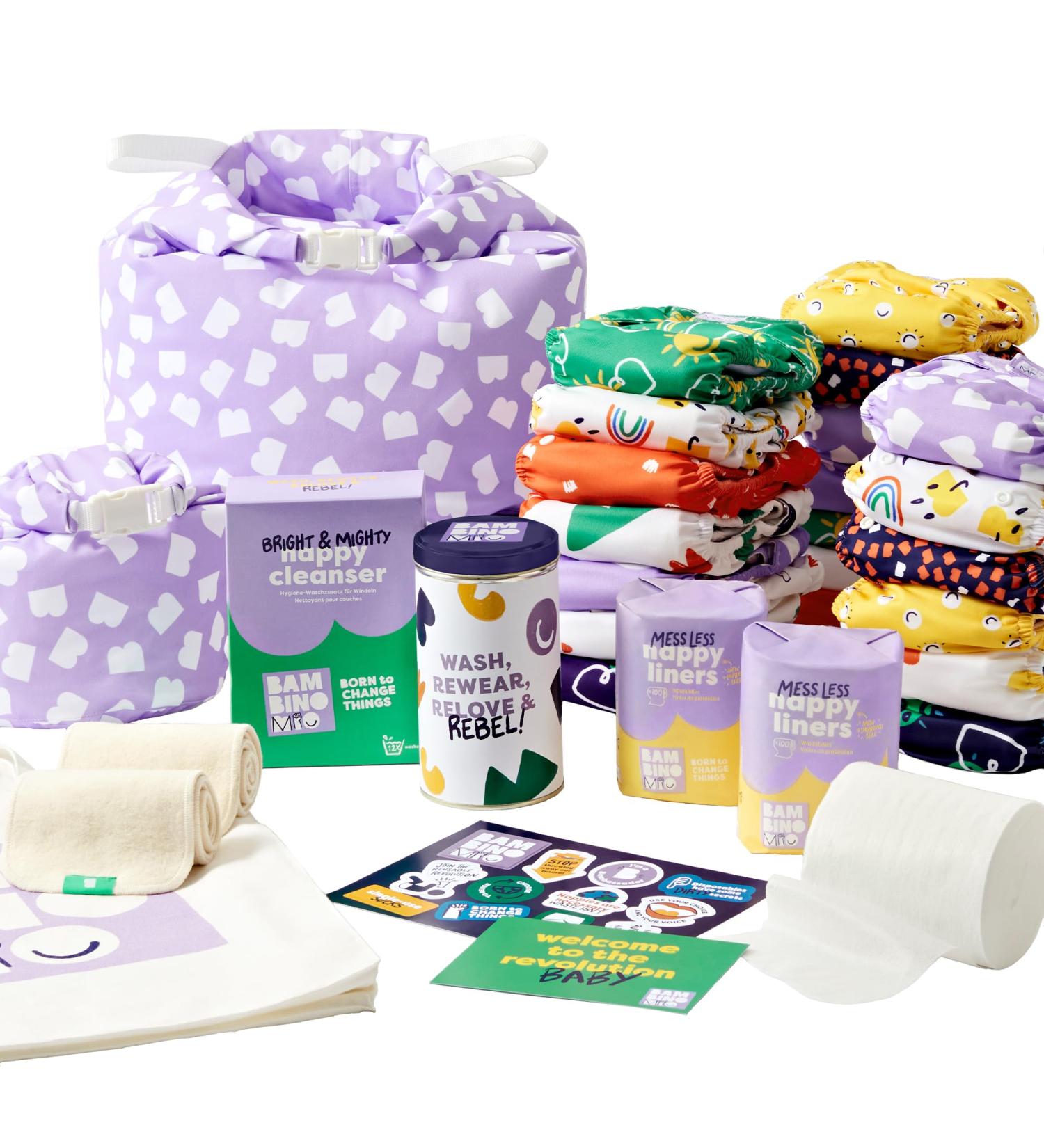 Bambino Mio Reusable Diapers Set - Changemaker Box | 20 Cloth Diapers Fleece Wetbags & More | Eco-Friendly Shipping Worldwide - Buy Online on GoSupps.com