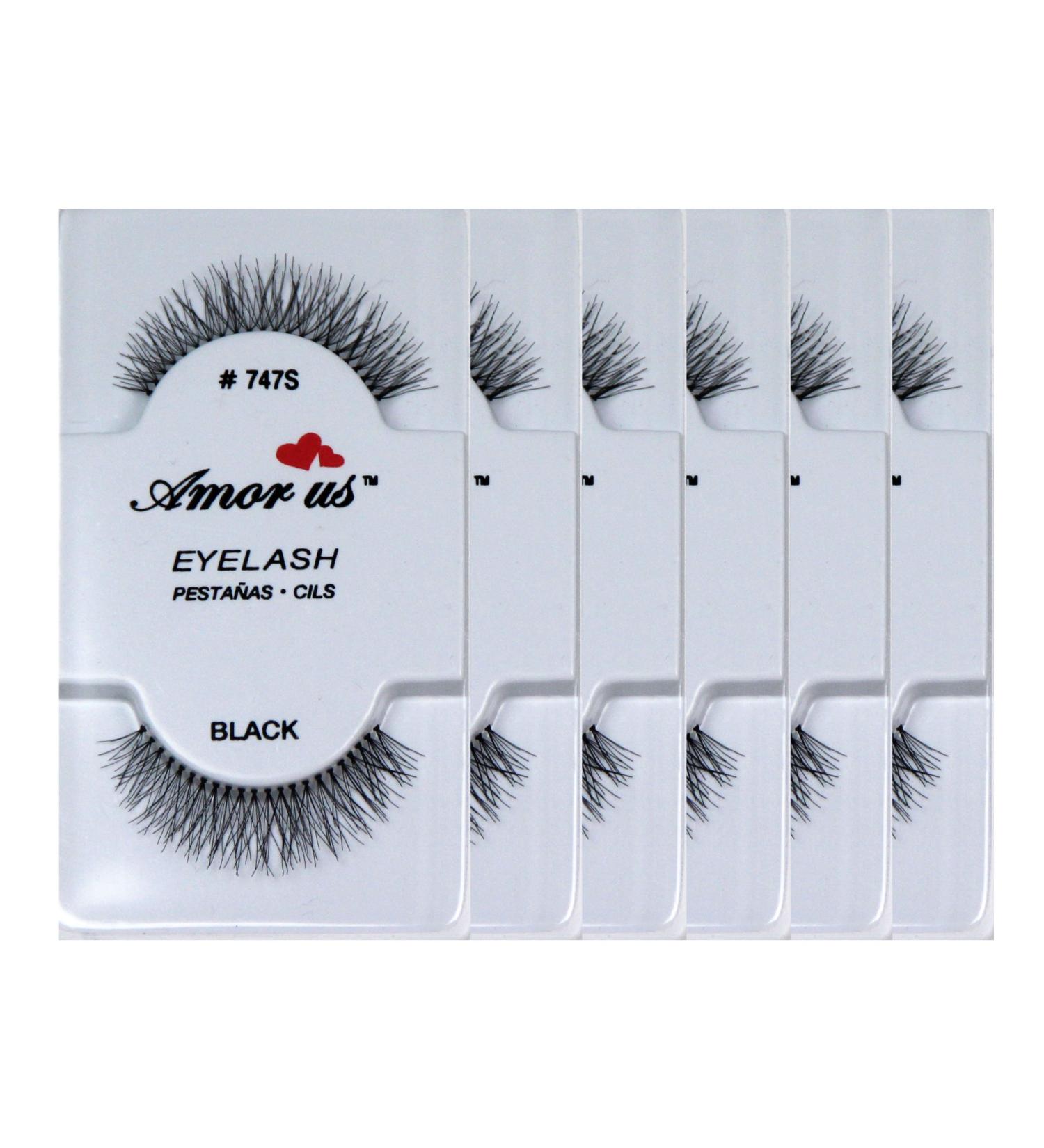 Amorus False Eyelashes 747s - Black - Pack of 6