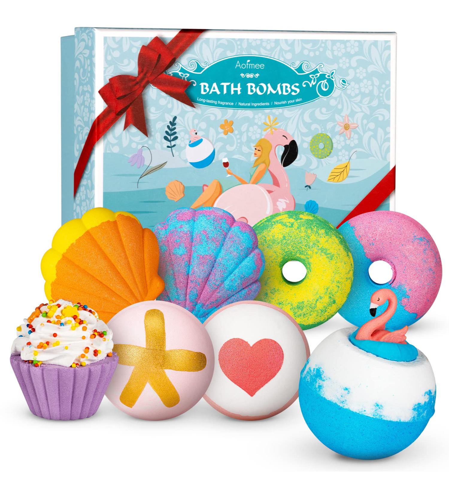 8 Organic Luxurious Bath Bombs Gift Set - Vegan Gifts for Women & Children | Perfect for Christmas Mother's Day & Valentine's Day - Buy Online on GoSupps.com