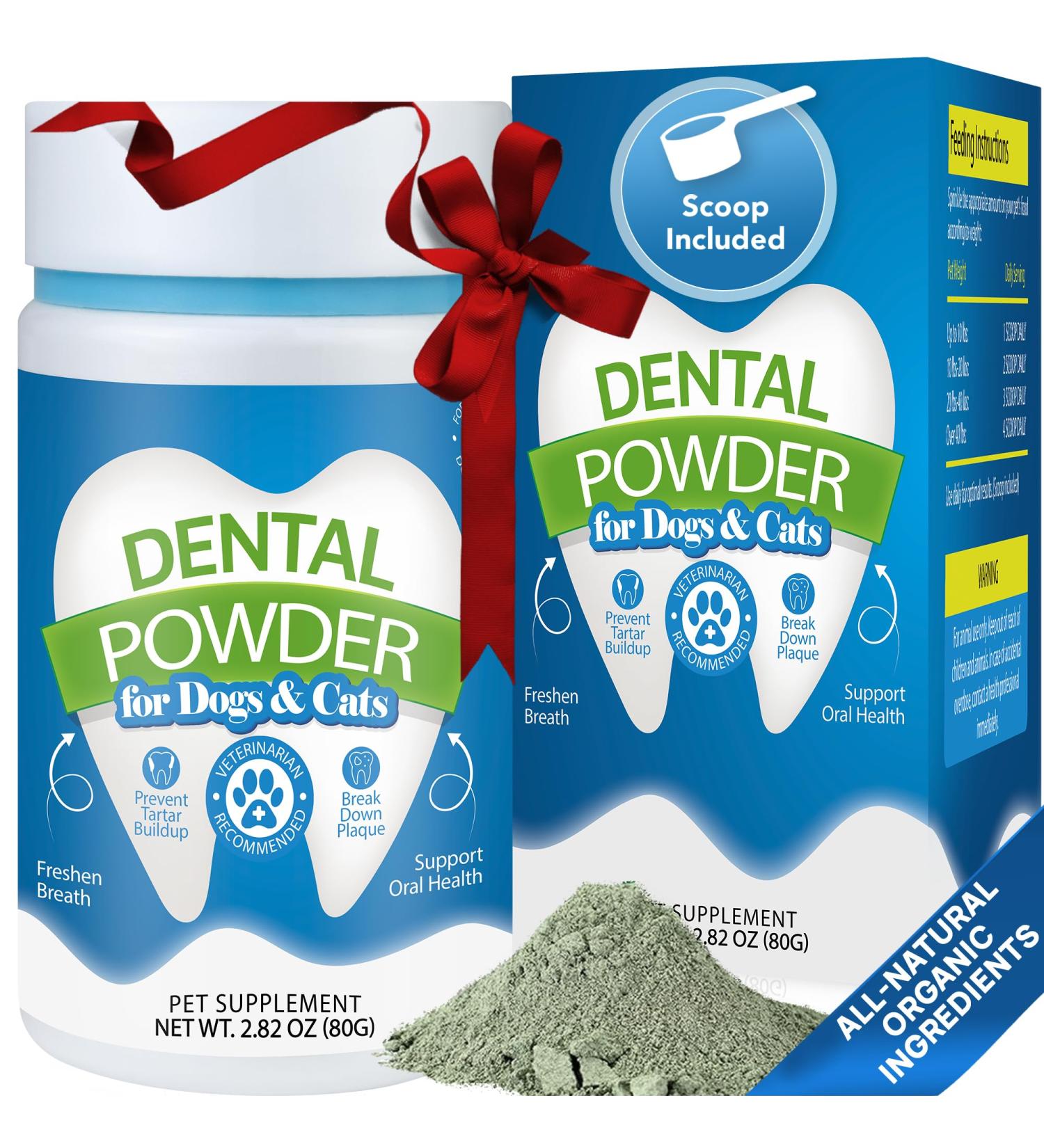 Dog Teeth Cleaning Powder - Plaque & Tartar Remover Fresh Breath - Dental Powder with Dog Probiotics - Easy Daily Use PhD-formulated - 2.82 oz (80g) - Buy Online on GoSupps.com