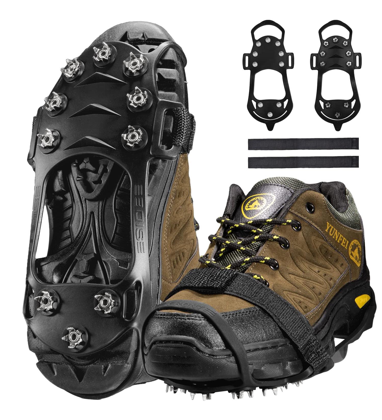 High-Performance Ice Klampen Crampons 10 Teeth Spikes for Enhanced Grip on Shoes | Anti-Slip Spikes for Winter Hiking & Walking - Buy Online on GoSupps.com