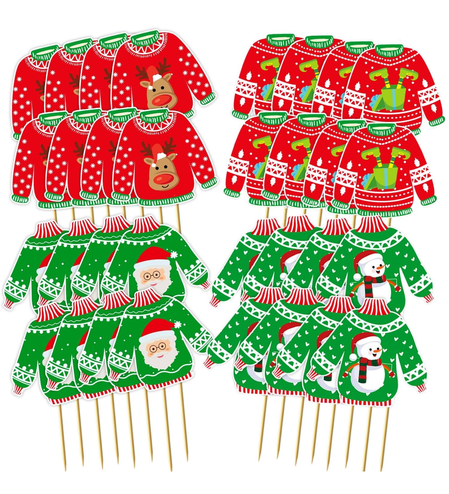 32 Pieces Ugly Sweater Cupcake Toppers Christmas Cupcake Toppers Christmas Ugly Sweater Themed Party Decoration Cupcake Topper for Christmas Party Decorations Supplies - Buy Online on GoSupps.com