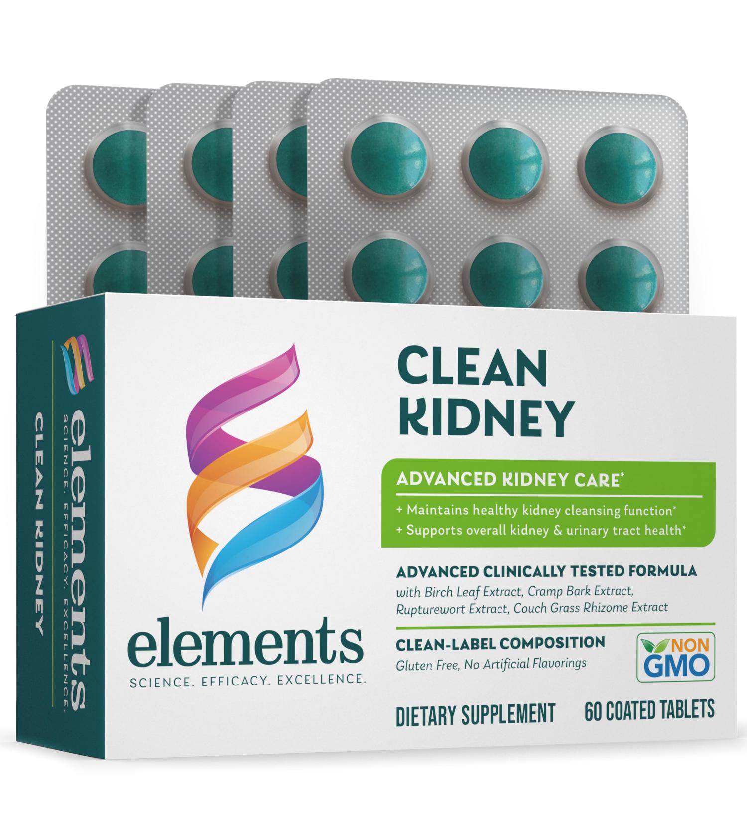 Elements Clean Kidney 60 Tablets (30 Day Supply) Supports Normal Kidney and Urinary Tract Function Gluten Free  - Buy Online on GoSupps.com