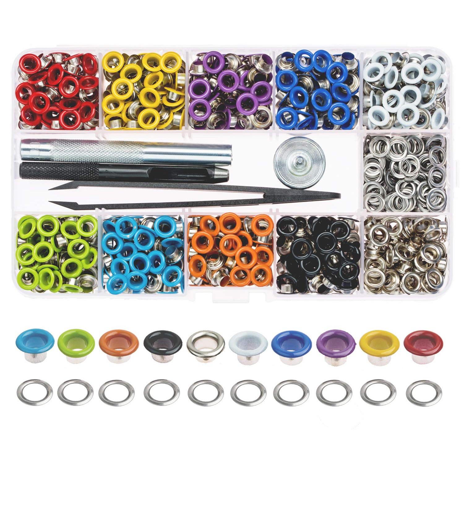 400 Sets Multi-Color Grommets Kit with Installation Tools - 3/16 Inch Metal Eyelets for Crafting, Repair, and Decoration - Buy Online on GoSupps.com