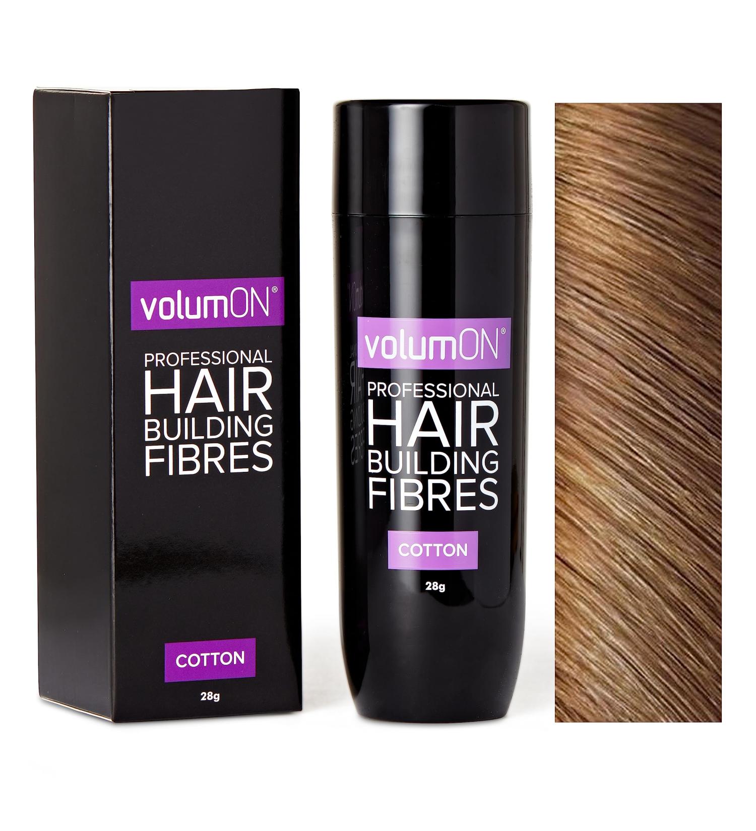 Volumon Professional Hair Building Fibres 28g - Hair Loss Concealer - Cotton - Up to 30 Uses - Light Brown - Buy Online on GoSupps.com