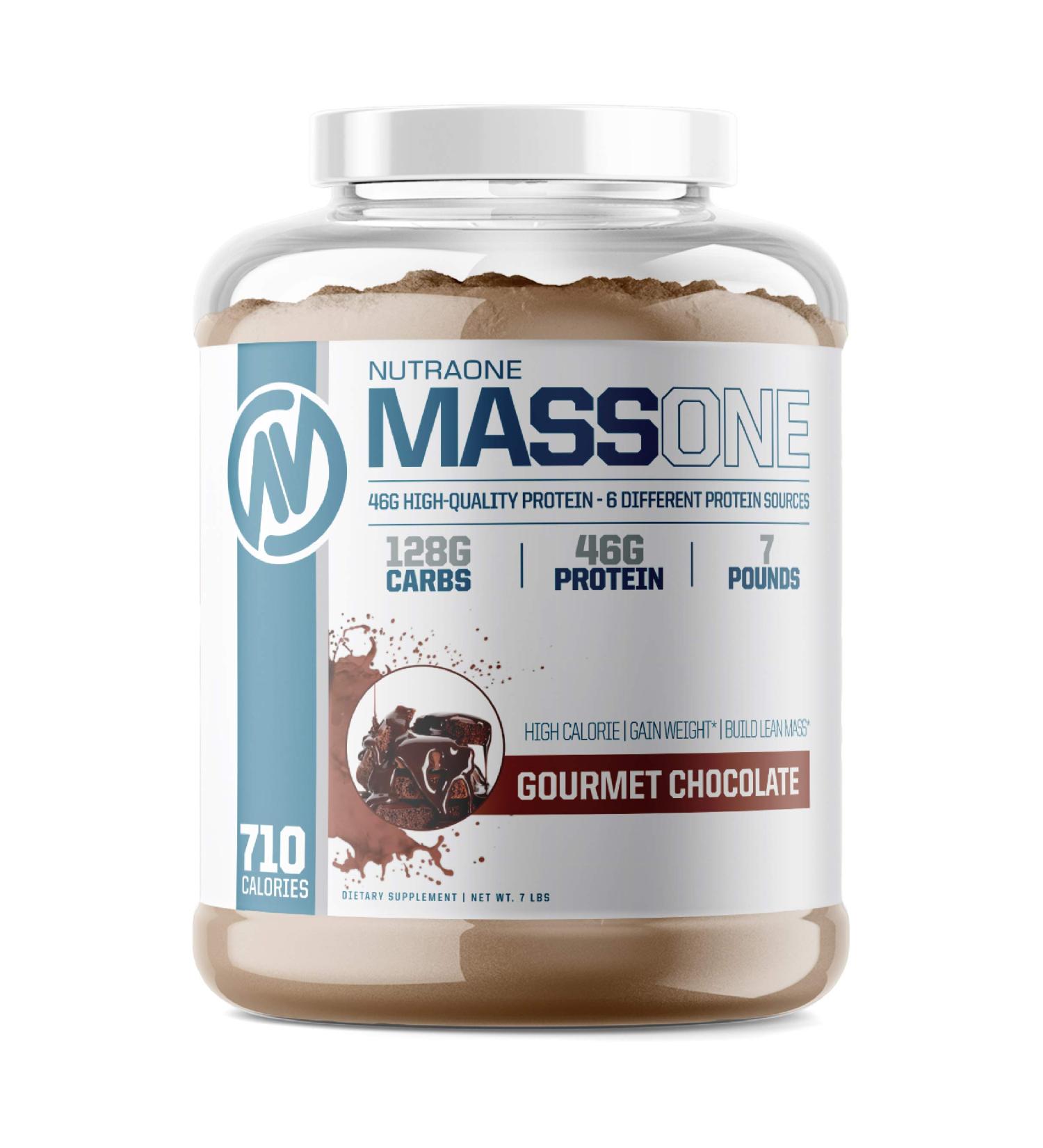 NutraOne Massone Mass Gainer Protein Powder - Gain Weight Meal Replacement (Gourmet Chocolate, 7 lbs) - Buy Online on GoSupps.com