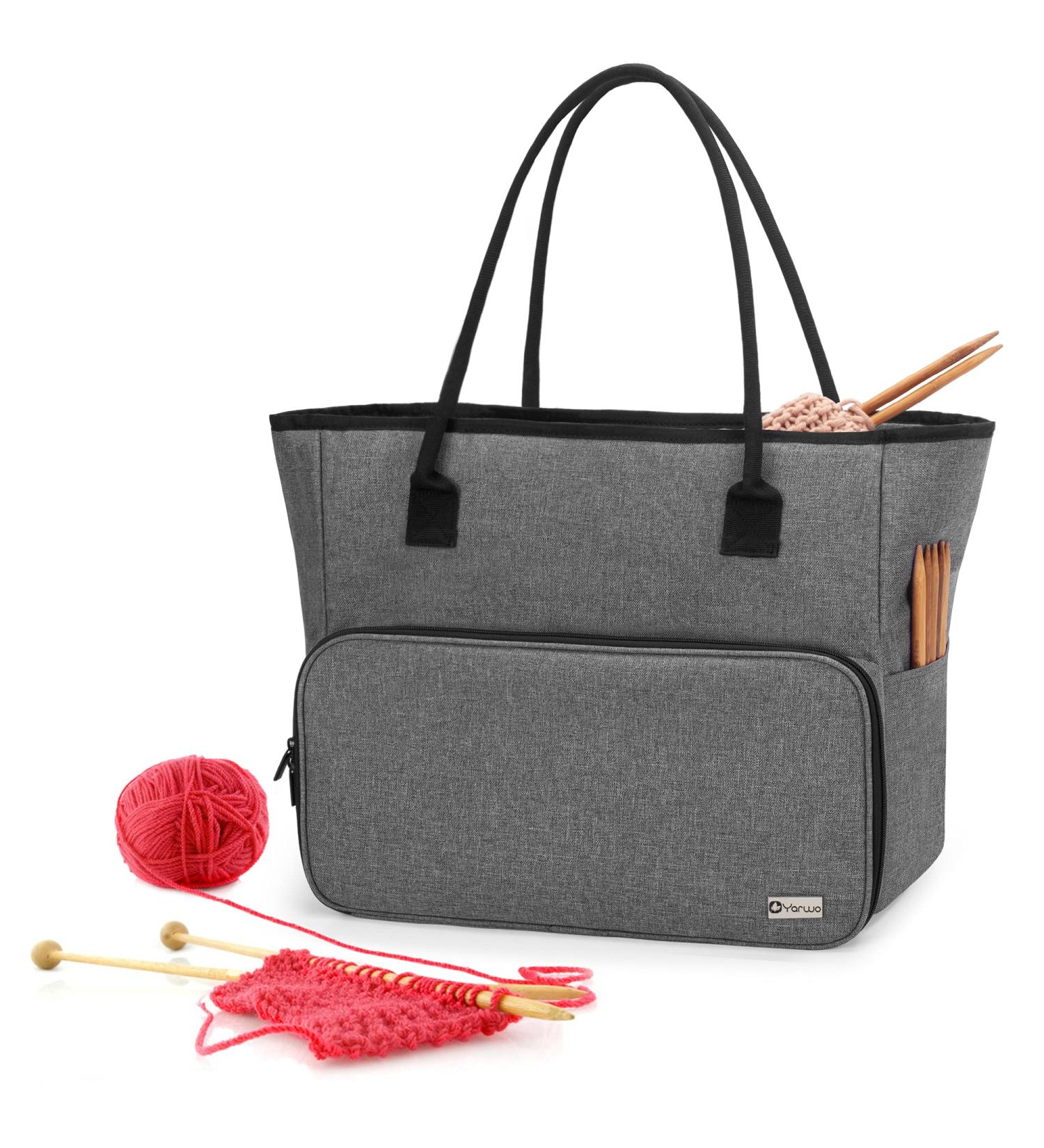 YARWO Knitting Crochet Bag - Yarn Storage Tote for WIP Projects - Gray (Bag Only) - Buy Online on GoSupps.com