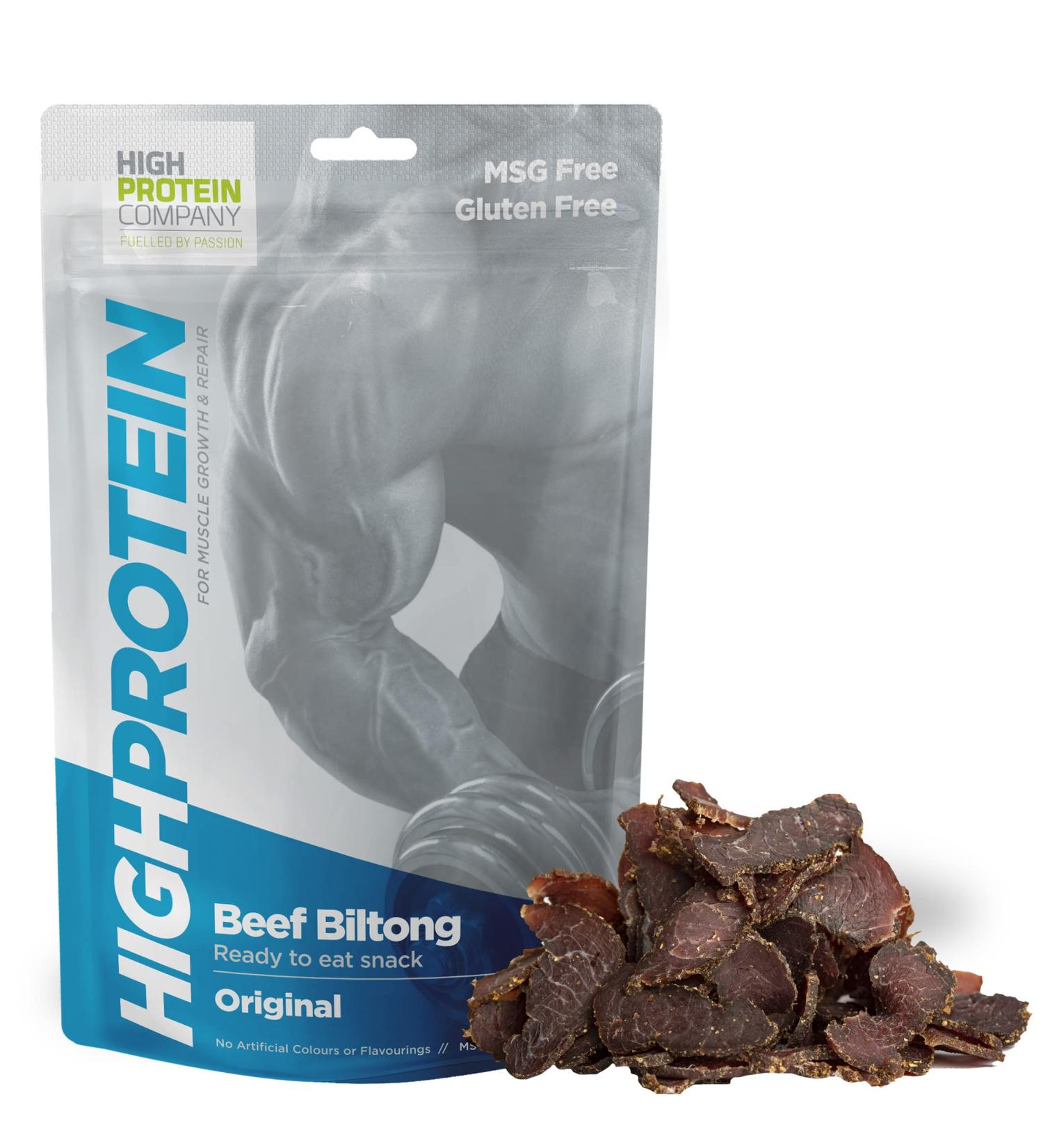 High Protein Original Biltong 250g Pack - Gluten & MSG Free Beef Jerky Snack - Buy Online on GoSupps.com