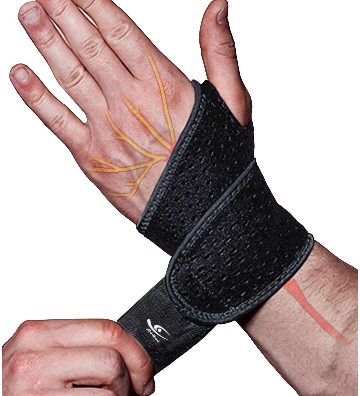 HiRui 2 Pack Wrist Compression Strap and Brace for Fitness & Weightlifting - Pain Relief for Carpal Tunnel & Arthritis - Adjustable Support (Black) - Buy Online on GoSupps.com