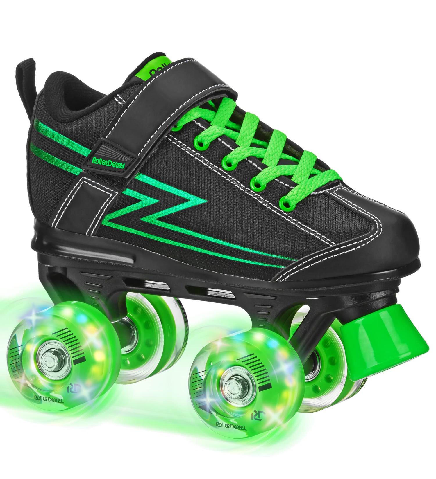 Roller Derby Blazer Lighted Wheel Roller Skate Black/Green - Boy's Size 5 - Buy Online on GoSupps.com