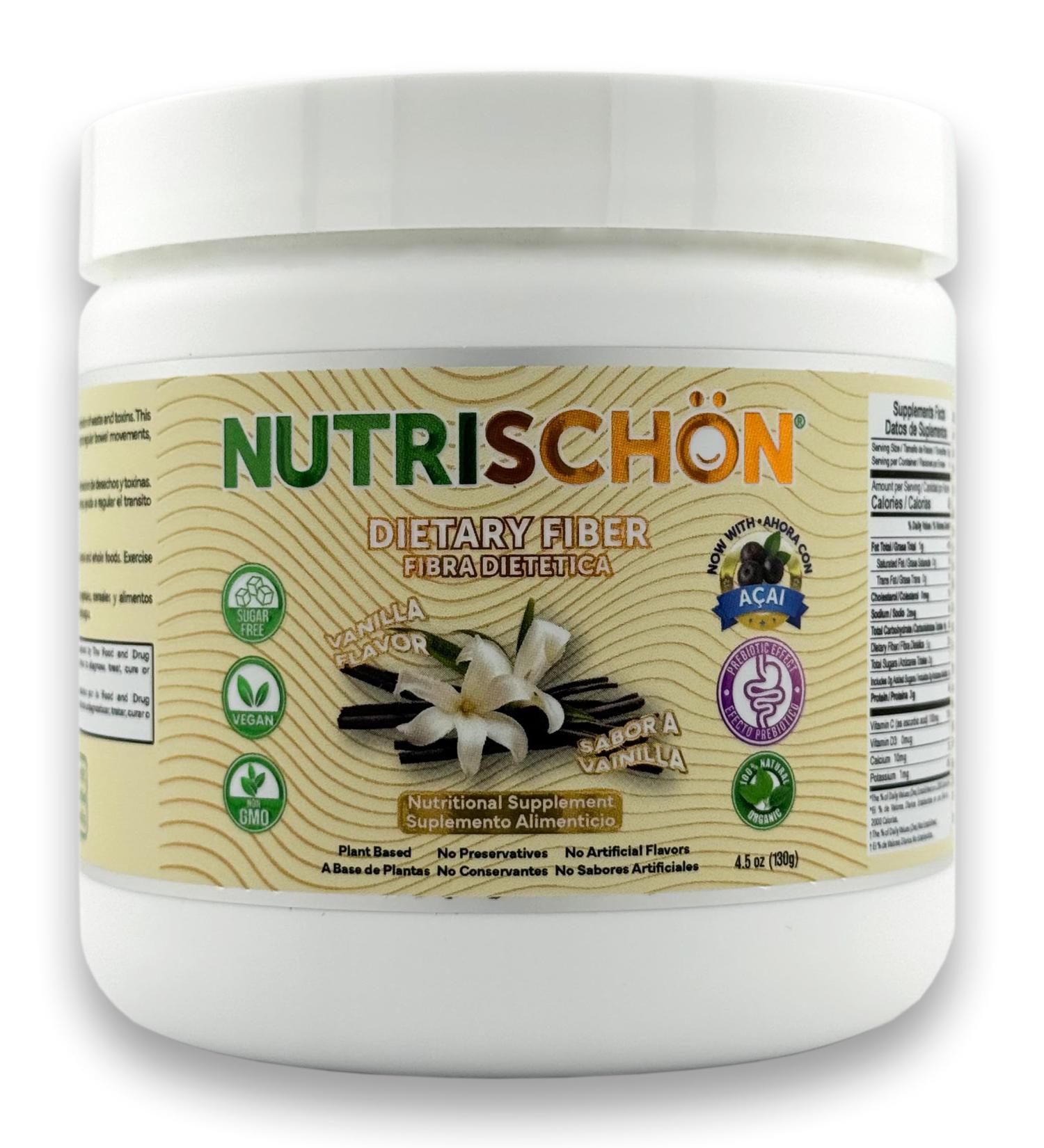 NUTRISCHON Dietary Fiber Supplement Relieves Constipation Naturally Supports Gut Health & Regularity with Added A ai Sugar Free Non-GMO (4.5 oz Vanilla) Vanilla 4.5 Ounce (Pack of 1) - Buy Online on GoSupps.com