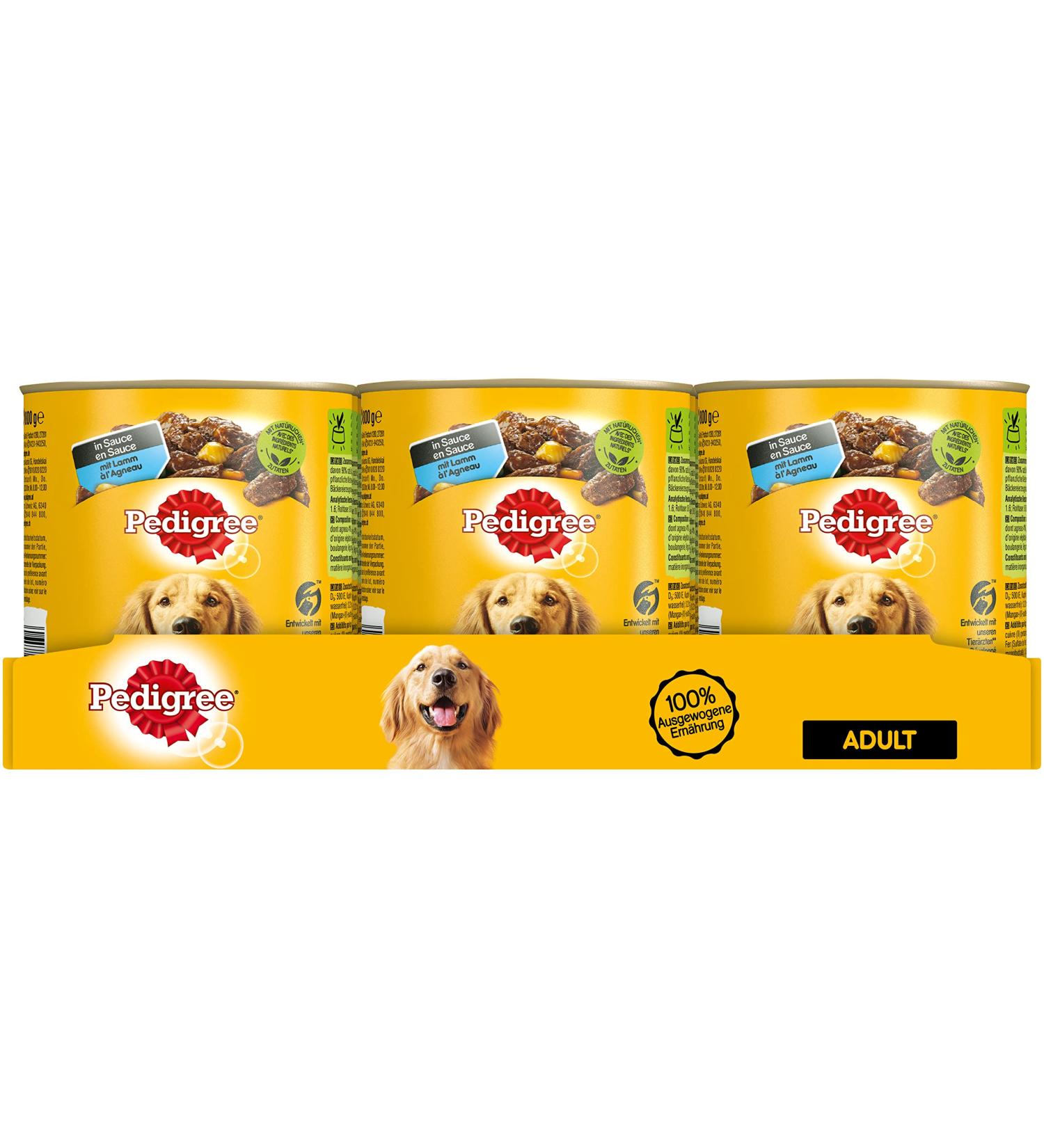 Pedigree Wet Dog Food - Juicy Sliced Meat with Lamb Vegetables & Pasta in Sauce - 12 Cans (12 x 800g) - Premium Nutrition for Your Dog - Buy Online on GoSupps.com
