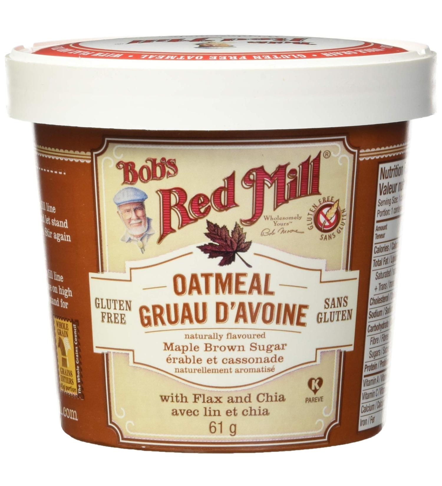 Bobs Red Mill Gluten Free Brown Sugar & Maple Oatmeal Cup 61 grams 12 count Maple 61 g (Pack of 1) - Buy Online on GoSupps.com