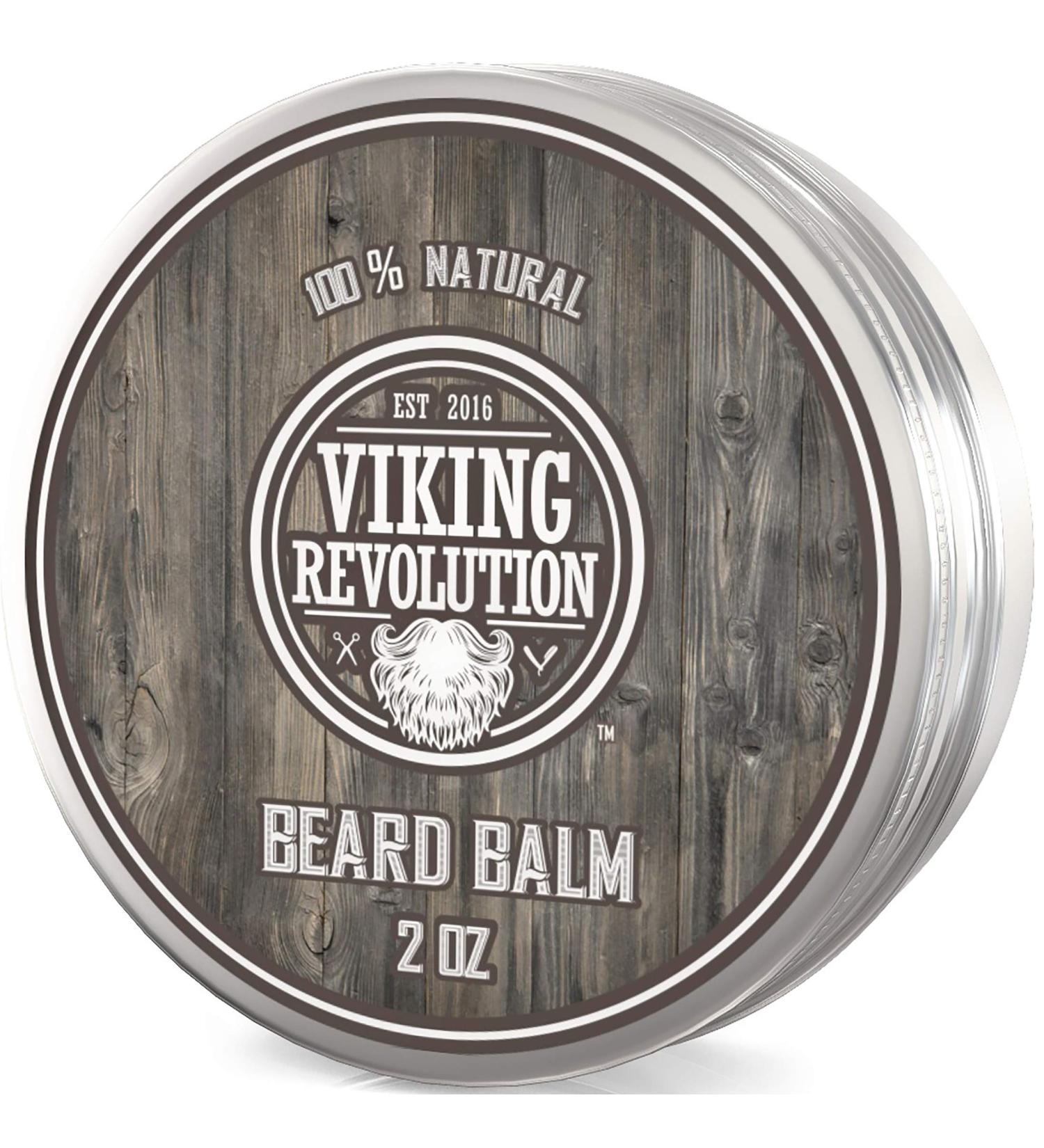 Viking Revolution Beard Balm - All Natural Grooming Treatment with Argan Oil & Mango Butter - Citrus Scent Leave-in Conditioner for Men - 2 oz - Buy Online on GoSupps.com