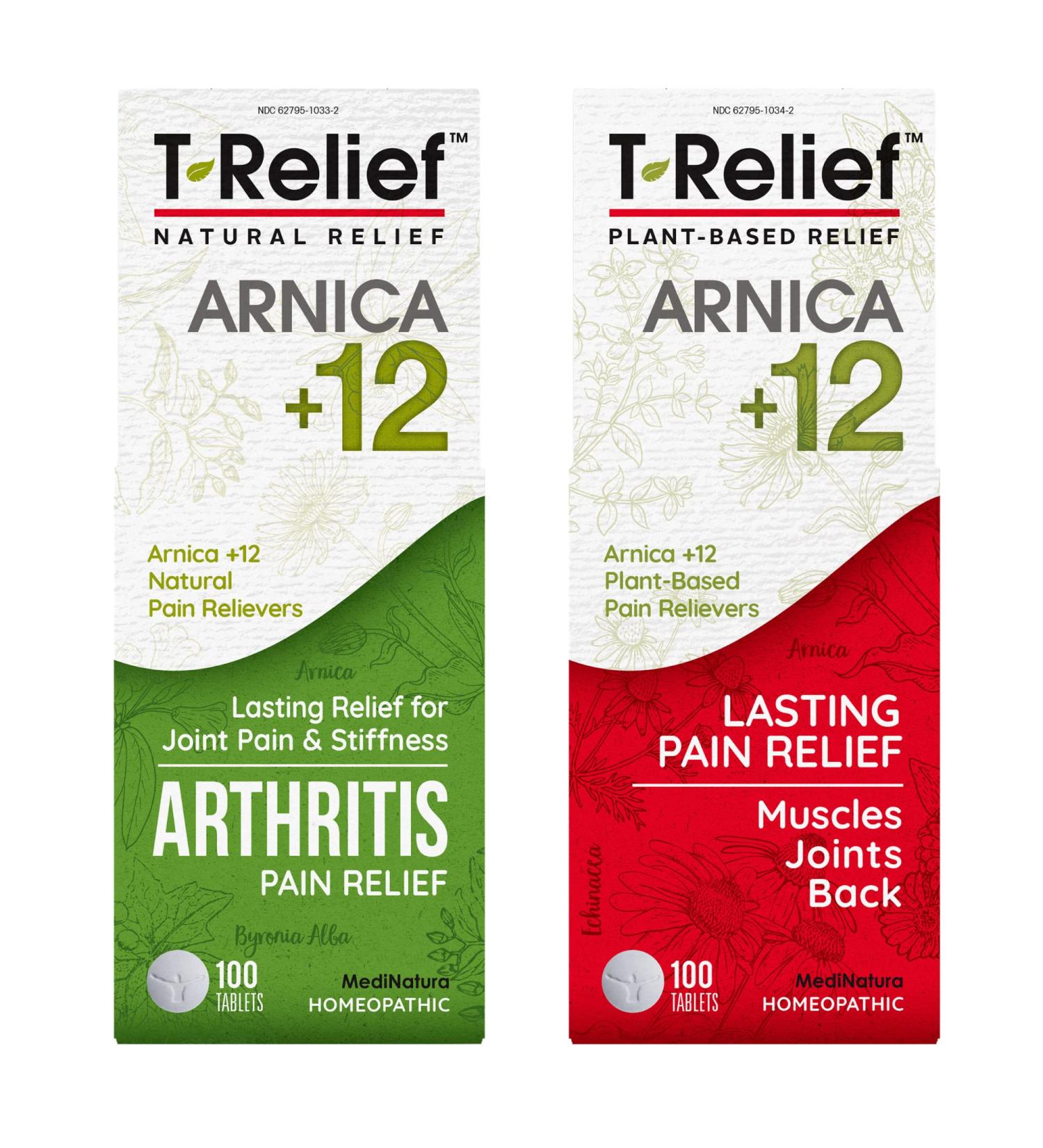 MediNatura Whole Body + Joints Bundle: T-Relief Arnica for Natural Arthritis Pain Relief - 100ct Tablets - Buy Online on GoSupps.com