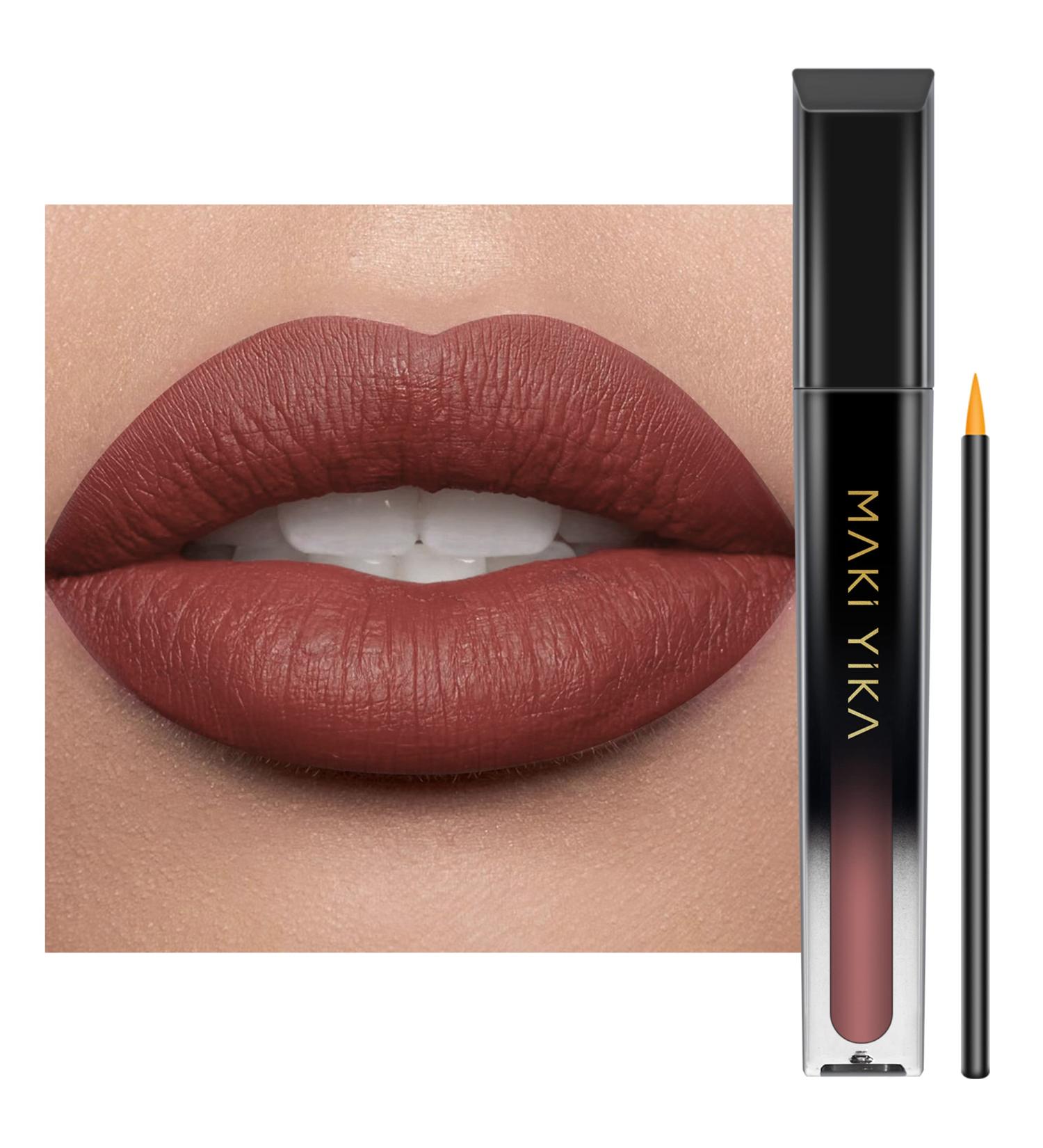 Maki Yika Brown Nude Liquid Lipstick - Long Lasting 24-Hour Matte Lipstick for Women | Waterproof & Smudge Proof Lip Stain - Dinner Time - Buy Online on GoSupps.com