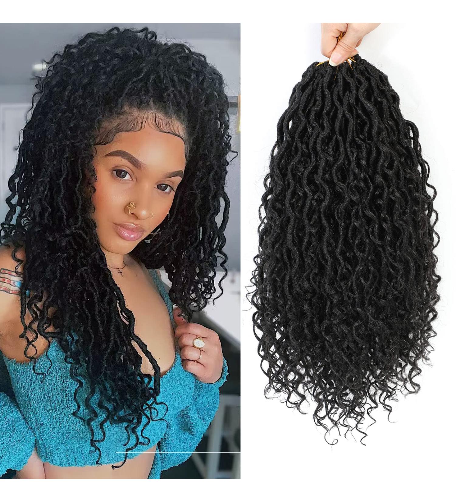 24 Inch 8 Packs Goddess Locs Crochet Hair - Natural Looking Bohemian River Goddess Faux Locs for Black Women (1B) - Trendy & Edgy Style - Buy Online on GoSupps.com