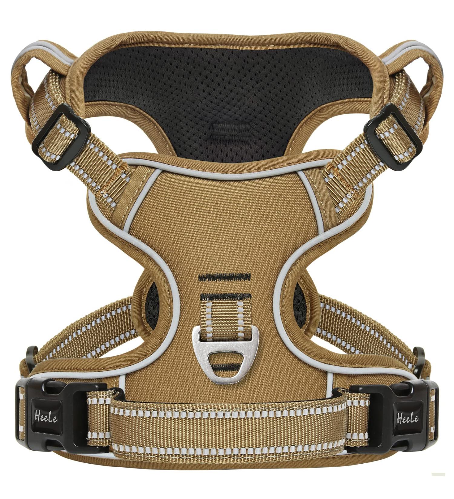 Buy Heele Dog Crockery & Adjustable Harness for Medium Dogs - Reflective Brown Dishes & Chest Harness | Best Quality International Shipping - Buy Online on GoSupps.com