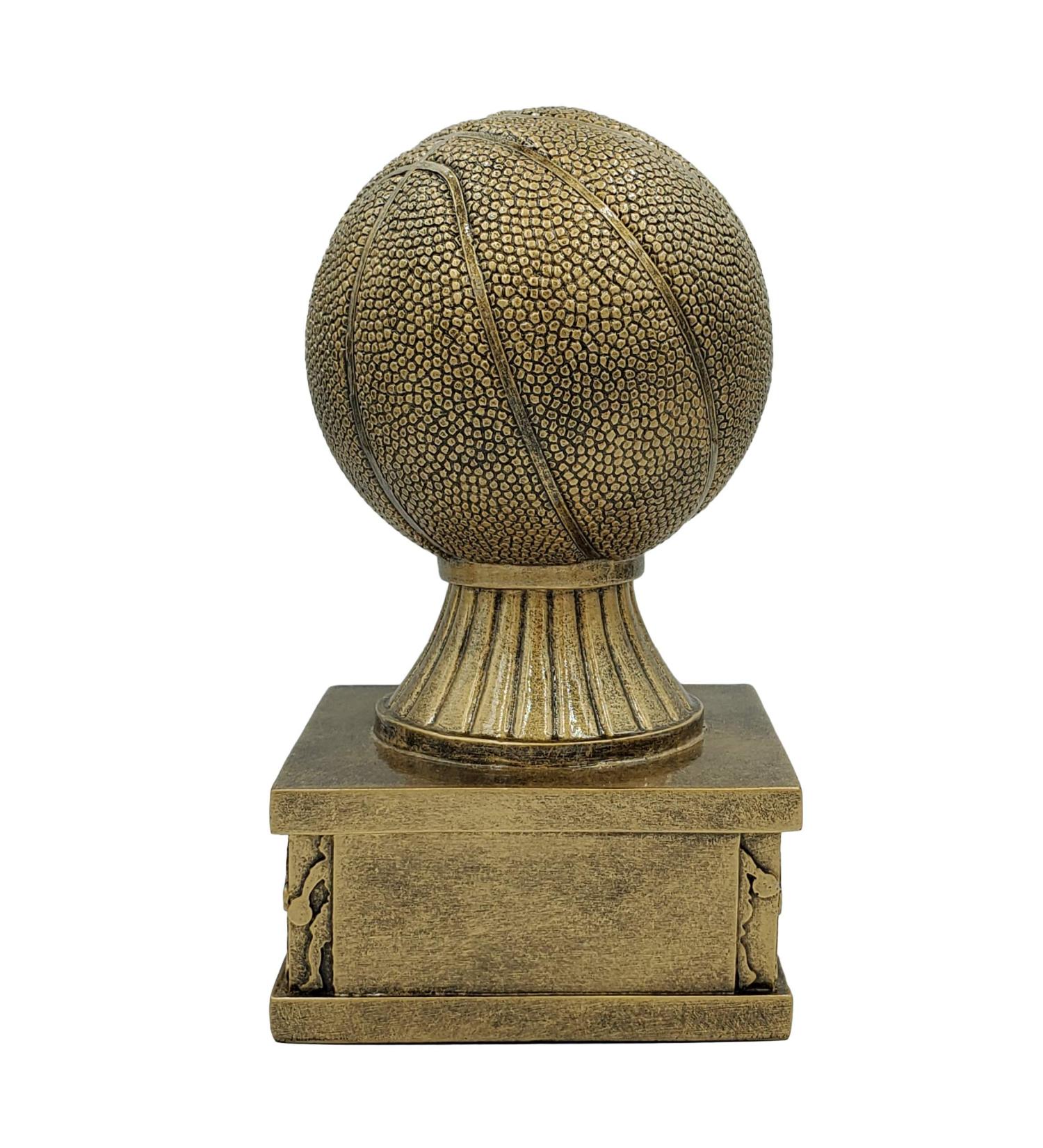 Gold Basketball Action Pedestal Trophy | Hoops Award - 6 Inch Tall | Engraved Plate Available - Buy Online on GoSupps.com