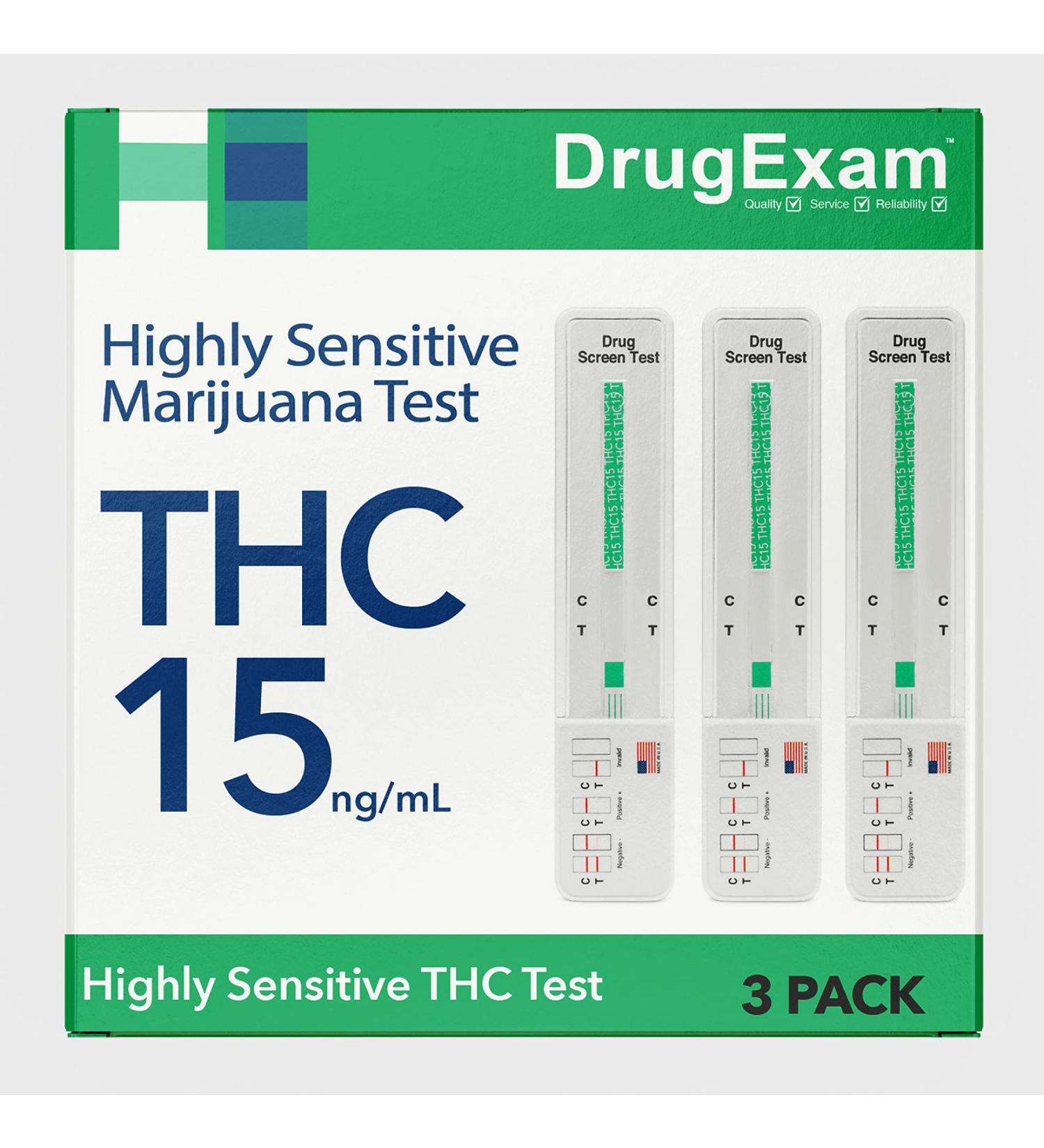 3 Pack DrugExam USA Made Most Sensitive Marijuana THC 15 ng/mL Drug Test Kit - Detect Any Form of THC with 15 ng/mL Cutoff - Buy Online on GoSupps.com