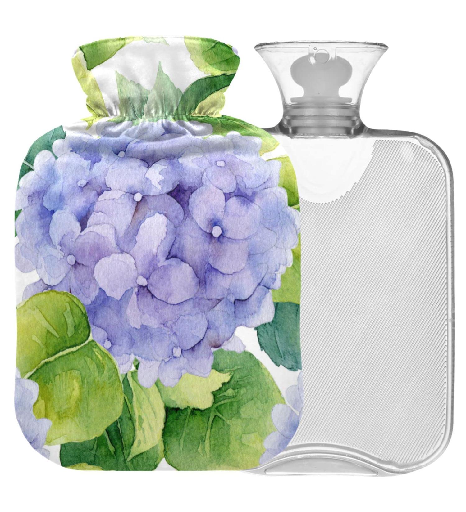 NAANLE Watercolor Hot Water Bottle with Cover - Floral Hydrangeas 2L | Menstrual Cramps Relief & Heat Therapy - Buy Online on GoSupps.com