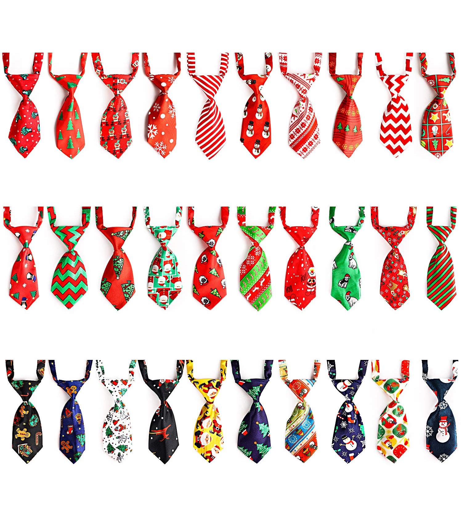 Segarty Dog Neck Ties 30 PCS - Adjustable Collar, Double Layered Bow Ties for Small Dogs & Cats - Bulk Grooming Bows for Holiday, Wedding, Photography - Christmas Theme Patterns - Buy Online on GoSupps.com