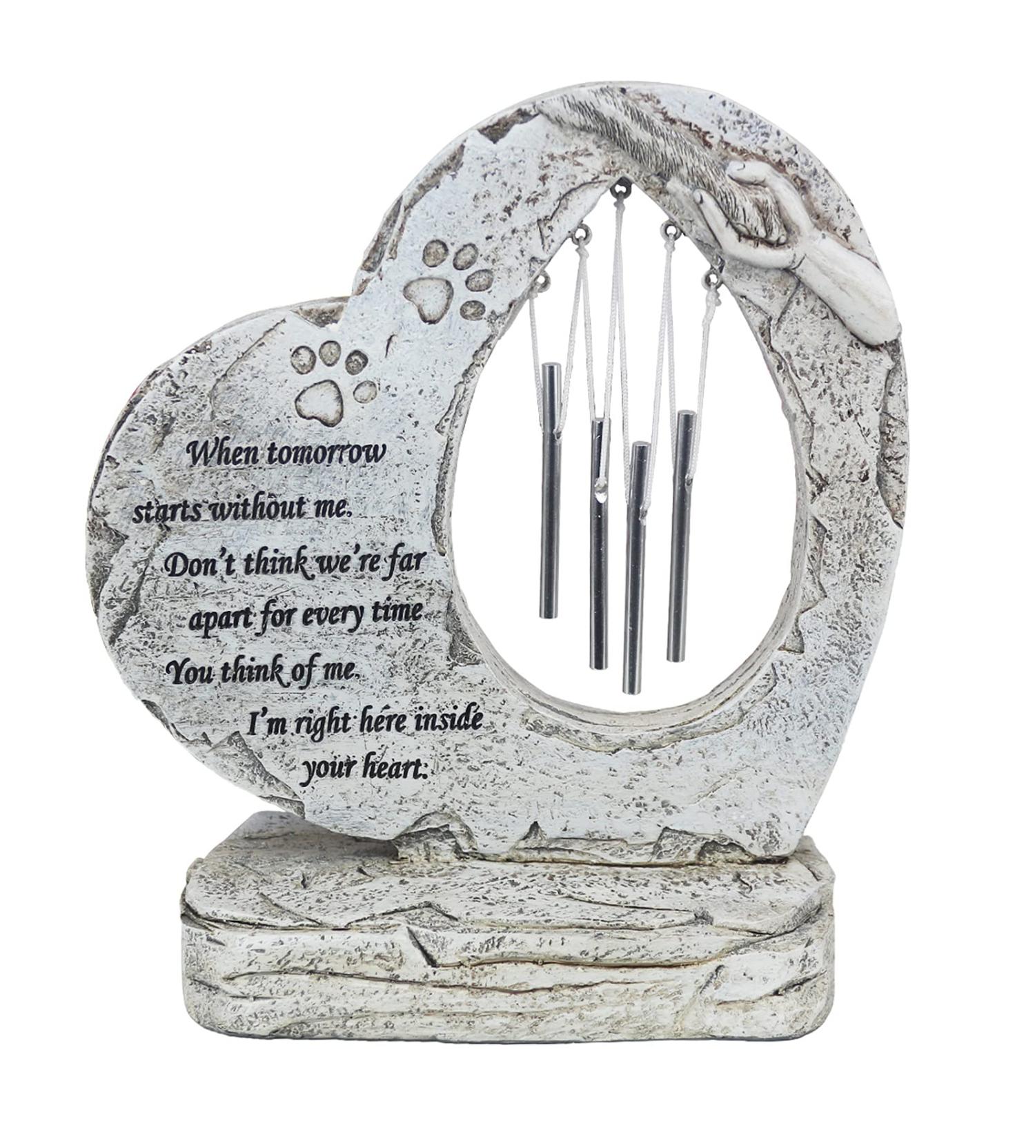 YLSMILE Heart Shaped Paw Print Pet Memorial Stone | Loss of Pet Gifts & Grave Marker for Dogs - Buy Online on GoSupps.com