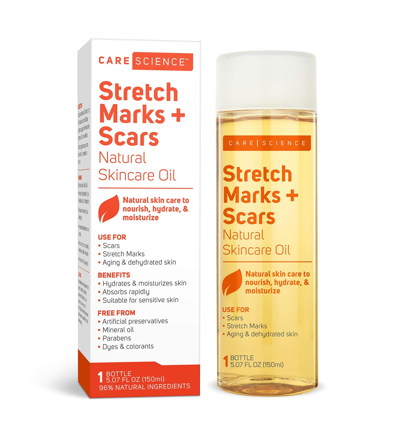 Care Science Stretch Marks + Scars Body Oil 5.07oz | Natural Ingredients with Vitamin E, Olive Oil, Coconut Oil | For Stretch Marks, Scars, Hair, Aging & Dehydrated Skin - Buy Online on GoSupps.com
