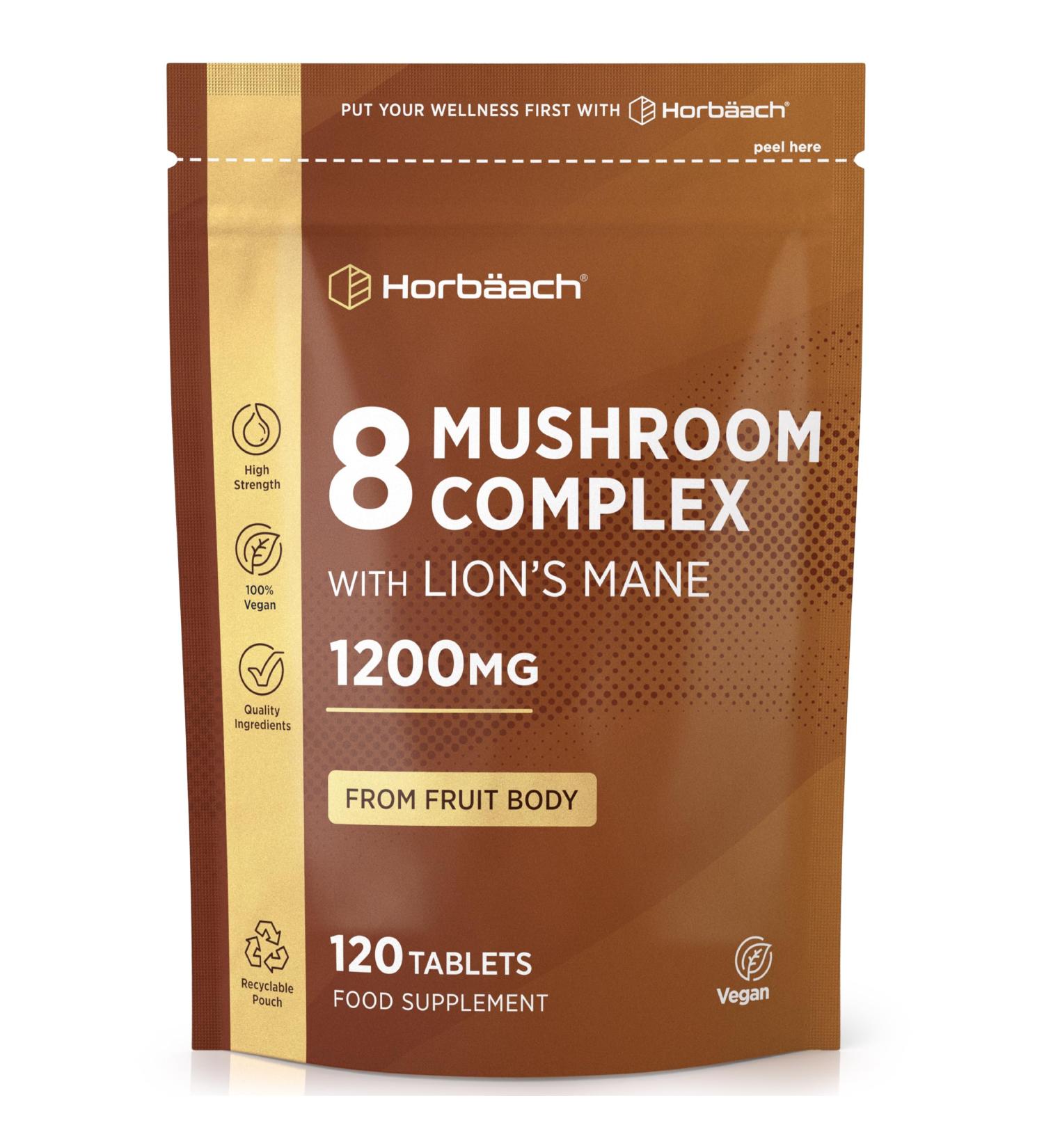 Mushroom Complex with Reishi Shiitake Maitake Chaga Lions Mane Cordyceps and more 120 Vegan Capsules Mushroom Complex Pills from Horbaach - Buy Online on GoSupps.com