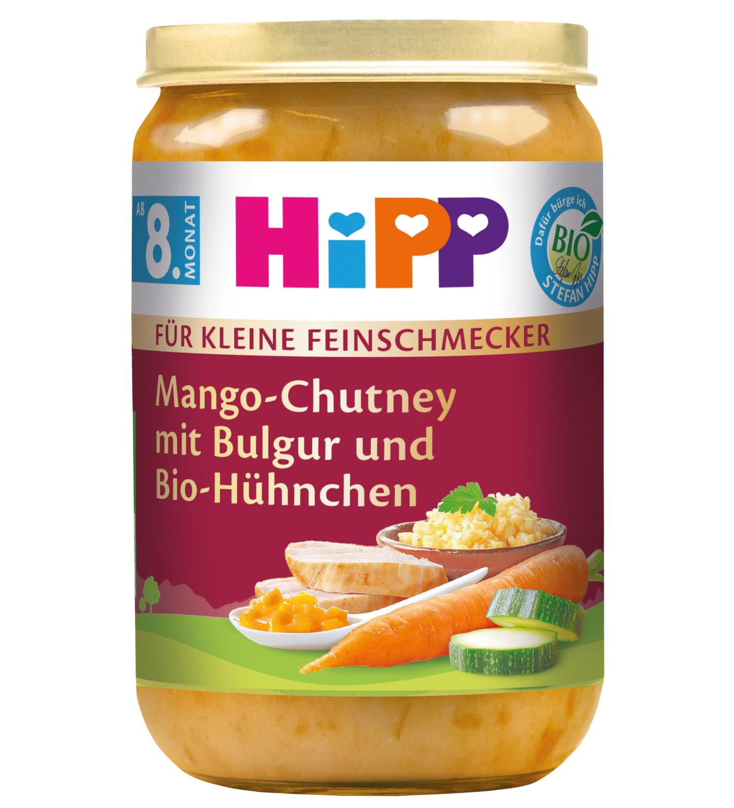 Hipp for small gourmet menus mango chutney with Bulgur and organic chicken 6 Pack (6 x 220 g) H 6441 Mango/Bulgur-Huhn 220g Mango/Bulgur-Huhn