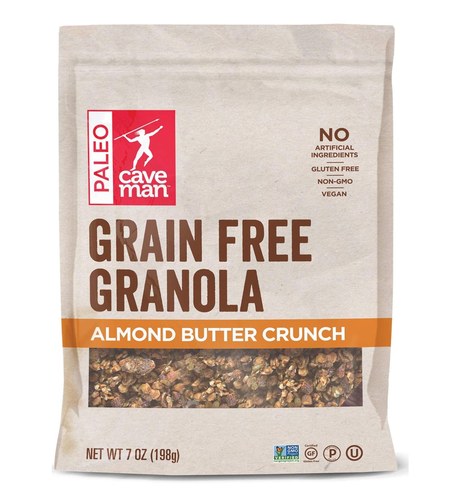 Caveman Foods Grain Free Granola - Almond Butter Crunch 7 oz | Healthy Snack Options - Buy Online on GoSupps.com