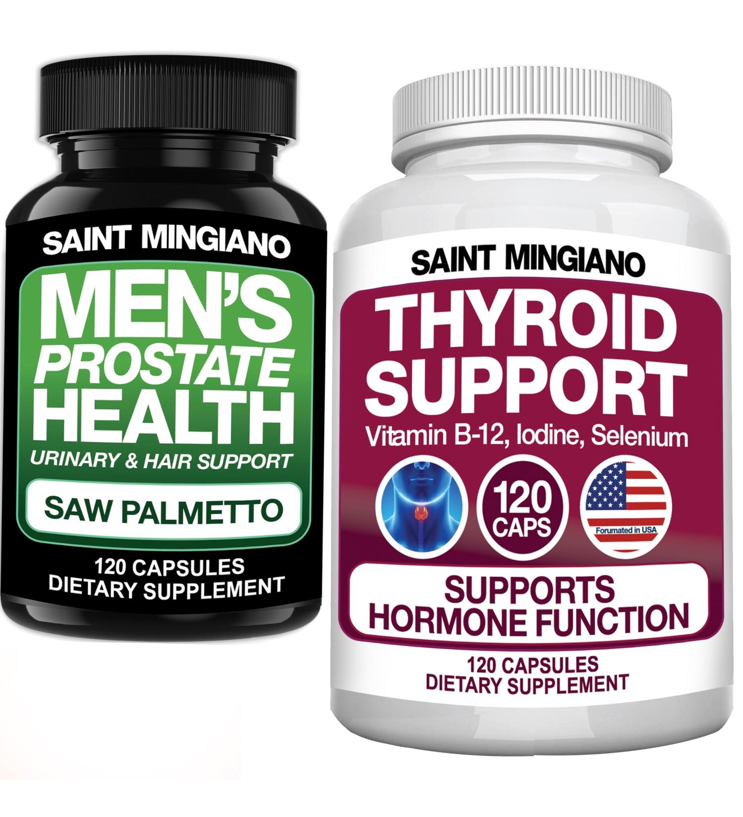 Saint Mingiano Thyroid Support Supplement 120 Capsules - with - Men's Prostate Health Supplement - 120 Capsules - Buy Online on GoSupps.com