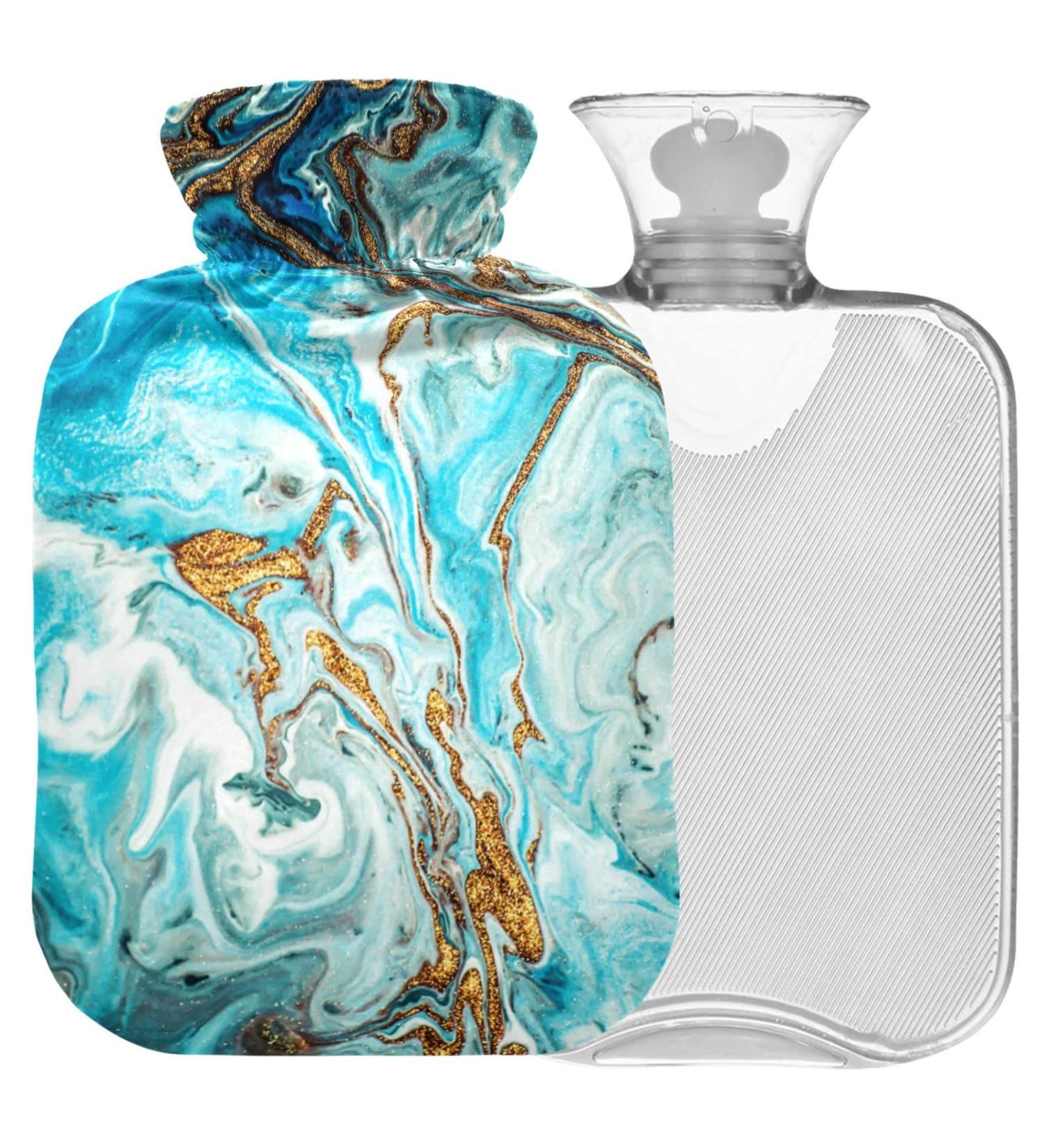 NAANLE Blue Ocean Marble Hot Water Bottle - 1L Transparent Heat Bottle for Back Pain Relief Hand & Foot Warmer Neck Heat Therapy - International Shipping Available - Buy Online on GoSupps.com