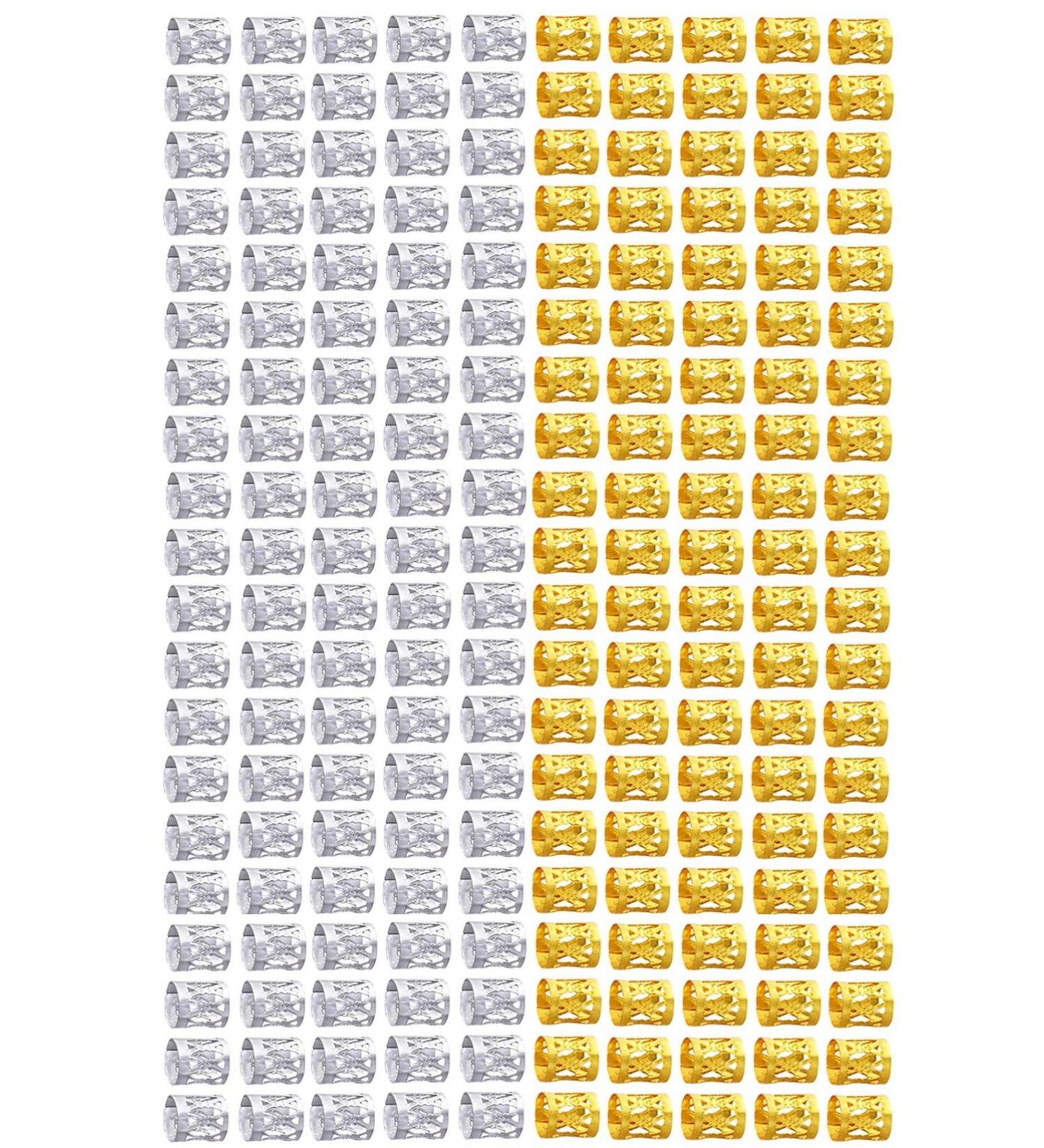 200 Pieces Dreadlock Jewelry - Adjustable Microring Pearl Hair Cuffs & Clips (Silver & Gold) for Braids & Dreadlocks - Buy Online on GoSupps.com