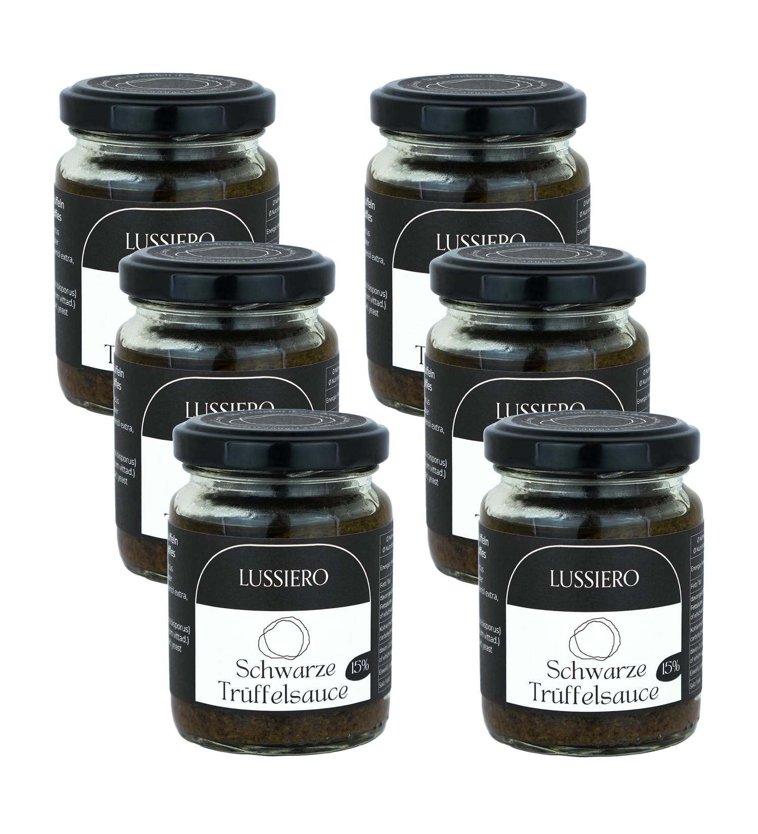 Pack of 6 Lussiero Premium Truffle Sauce - 15% Real Black Summer Truffle Salsa Tartufata Royal Tapenade 80g | Gourmet International Shipping - Buy Online on GoSupps.com