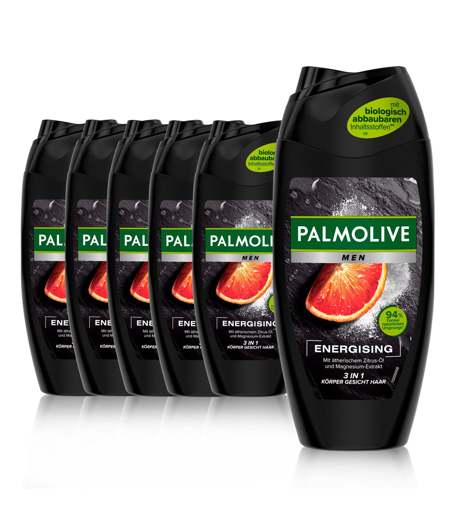  Palmolive Palmolive Energising 3-in-1 Shower Gel for Men - 6-Pack - For Body Face and Hair - With Citrus Essential Oil and Magnesium Extract - Buy Online on GoSupps.com
