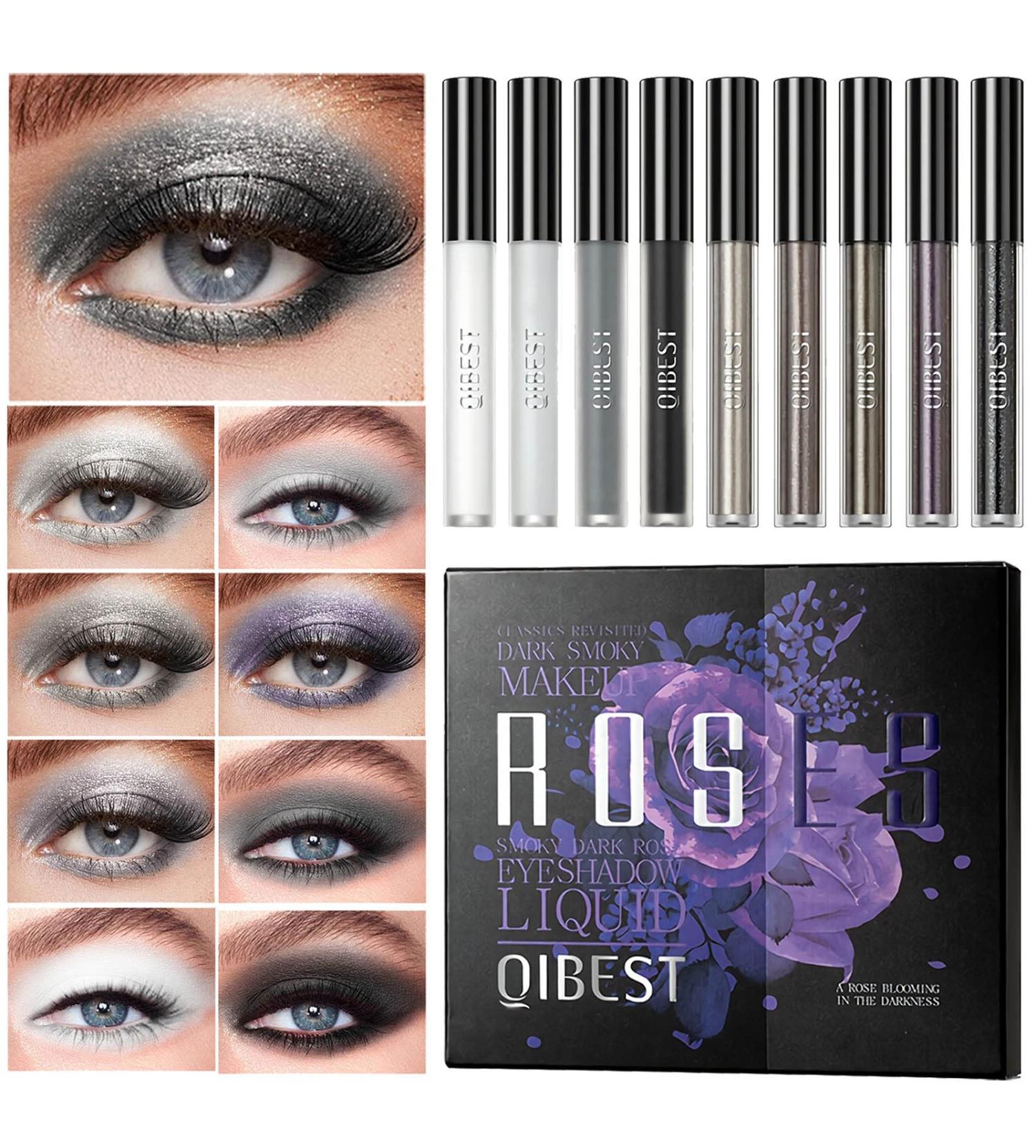 SUMEITANG 9 Color Cool Toned Matte Glitter Liquid Eyeshadow Set - Smokey Eye Makeup with High Pigment, Waterproof Formula - Buy Online on GoSupps.com
