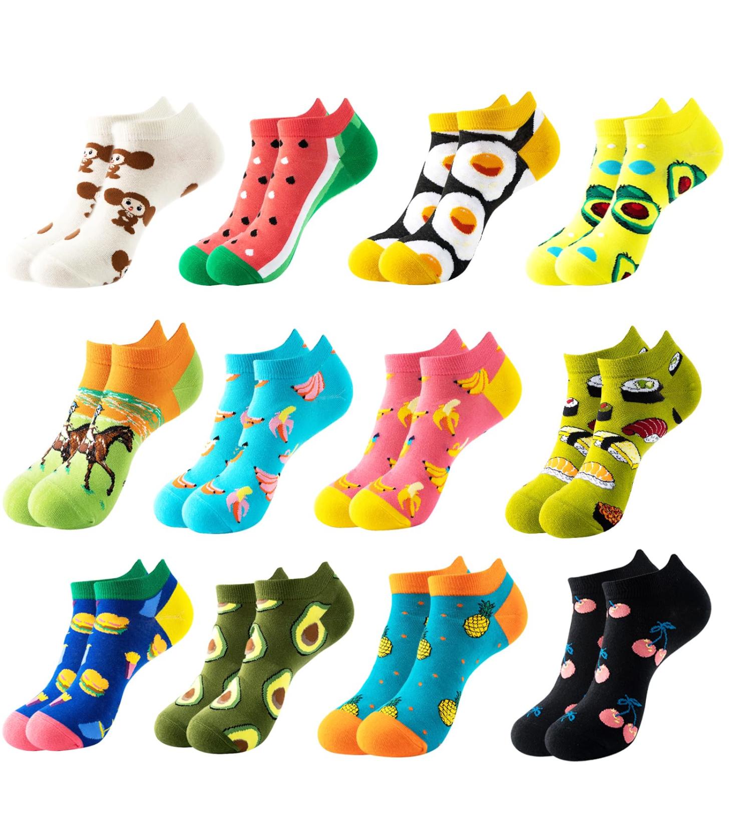 Buy 12 Pairs Colorful Cotton Ankle Socks for Women | Breathable Running Sneakers Socks Size 39-42 | Fun & Comfortable Sports Socks - Buy Online on GoSupps.com