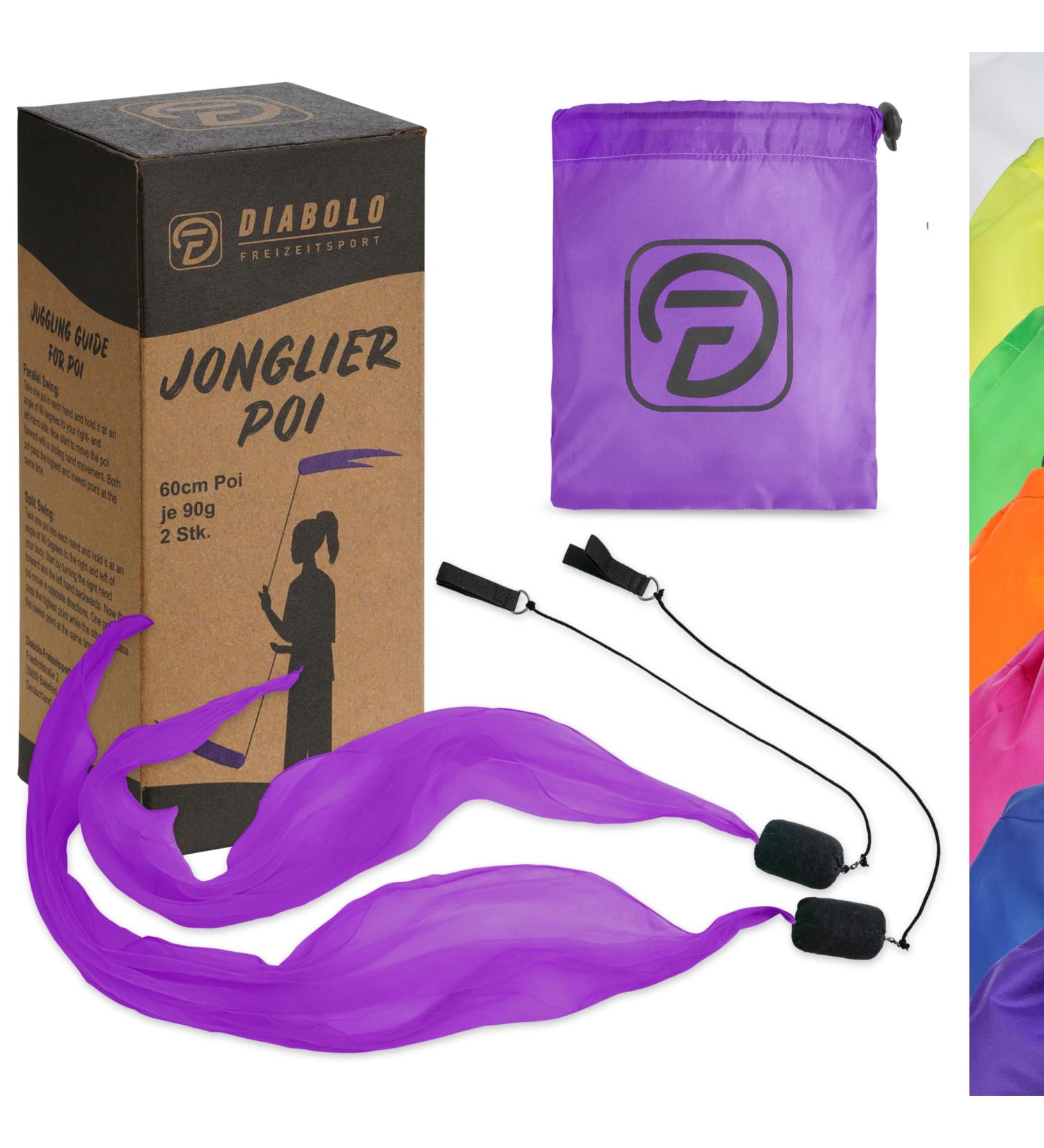 Buy Diabolo UV Glow Poi - Purple Angel Wings Spinning Poi for Beginners & Professionals | 60cm Soft Spiral Poi - International Shipping - Buy Online on GoSupps.com