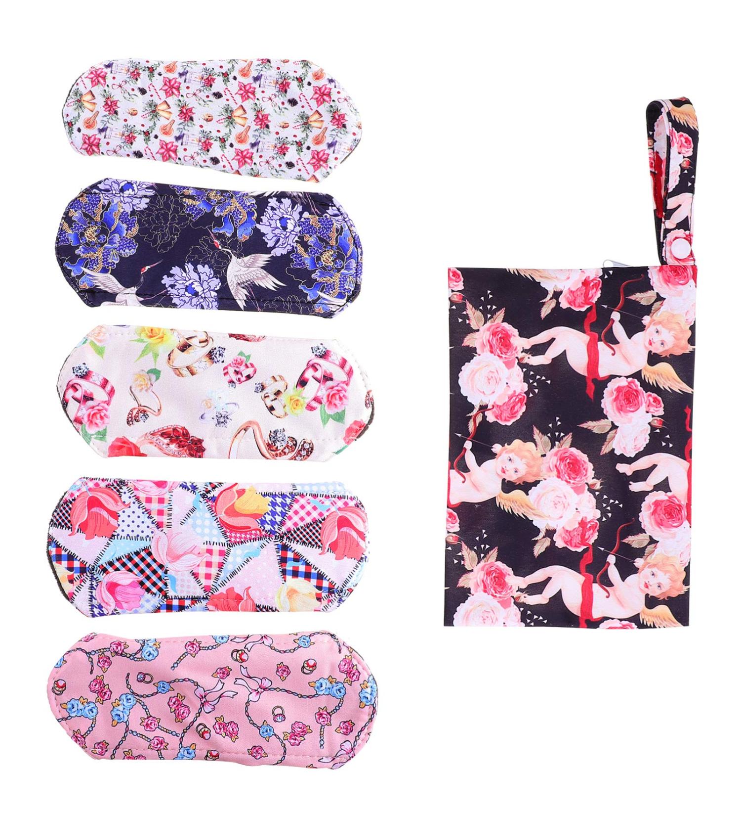 Healifty Reusable Organic Bamboo Menstrual Pads - 5Pcs Breathable Panty Liners for Women - Random Color Sanitary Towel - Buy Online on GoSupps.com