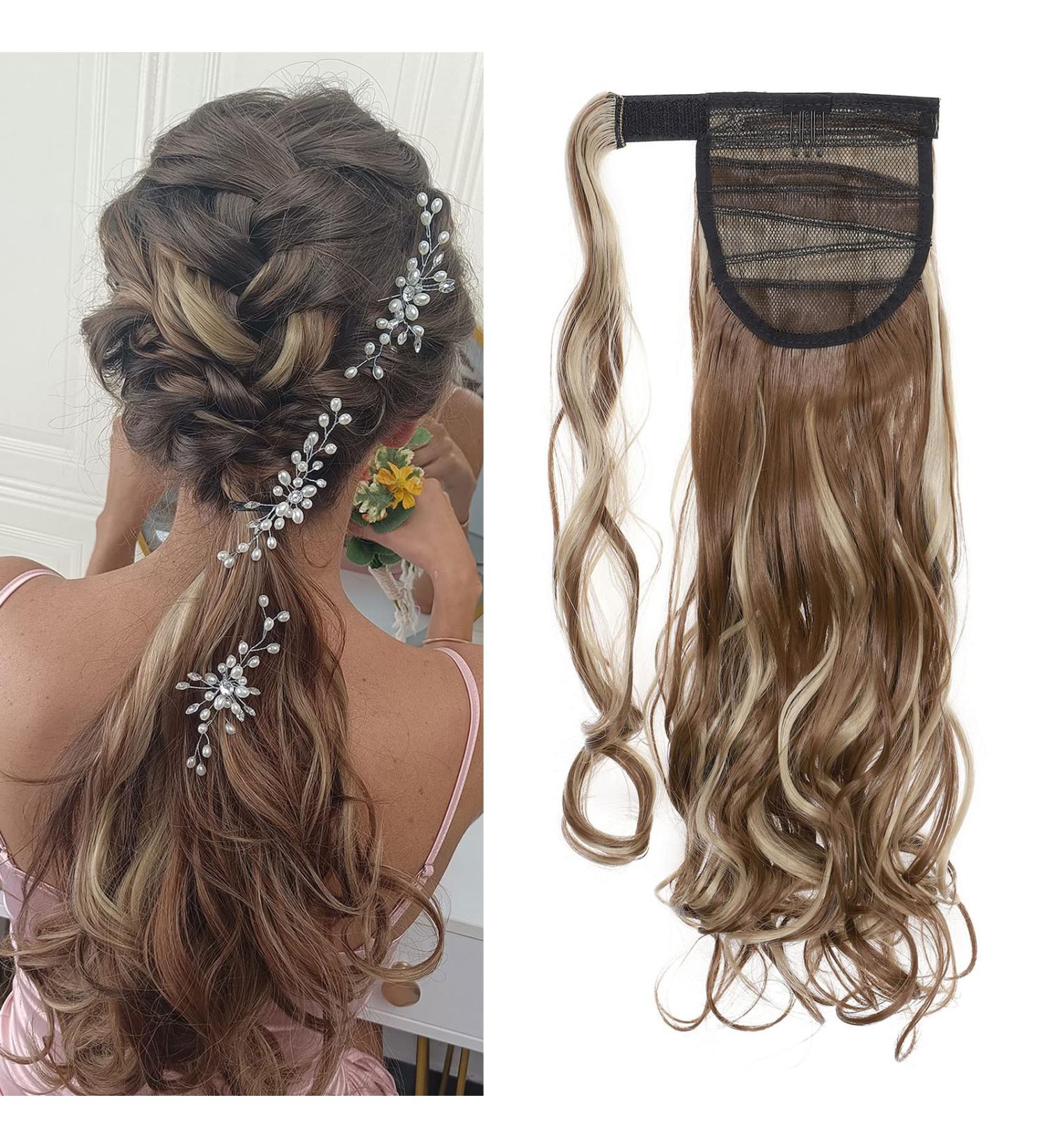 Ponytail Extension - Long Curly Clip-In Hairpiece for Women - Brown/Black/Blonde - 17 Inch - Buy Online on GoSupps.com