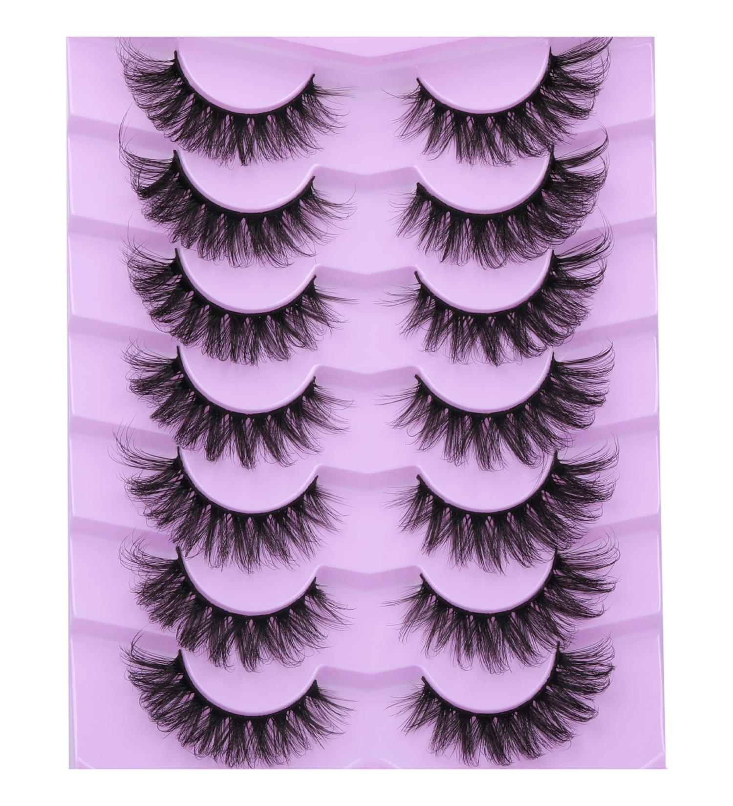 JIMIRE Faux Mink Eyelashes Fluffy 17MM 6D Cat Eye False Eyelashes Volume Natural Fake Strip Lashes 7 Pairs Pack Look Like Eyelash Extensions - Buy Online on GoSupps.com