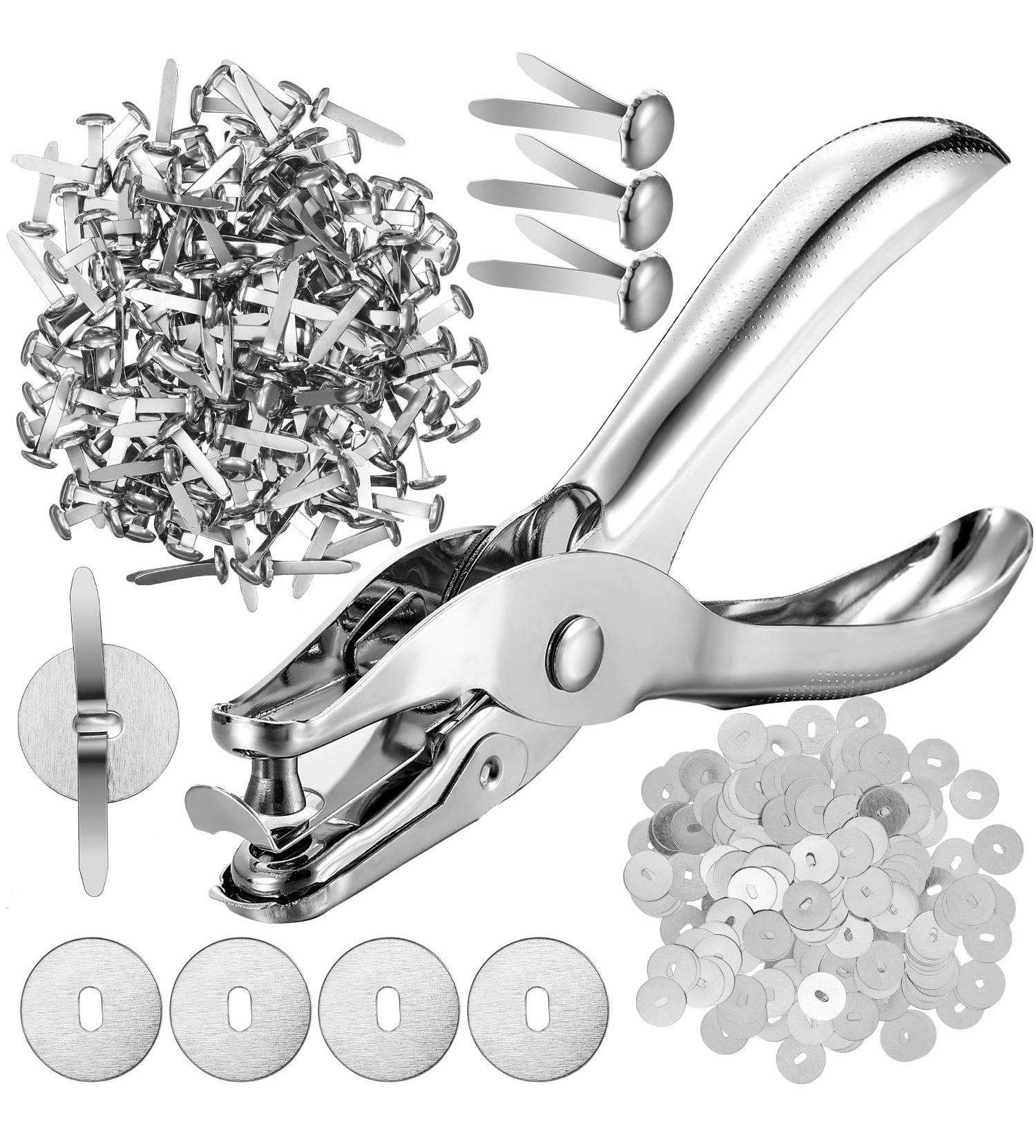 100 Pieces Sliver Paper Fasteners Brads Round Fasteners and 100 Pieces Silver Washer with Hole Punch for Art Crafts School Projects Decorative Scrapbooking DIY Supplies - Buy Online on GoSupps.com