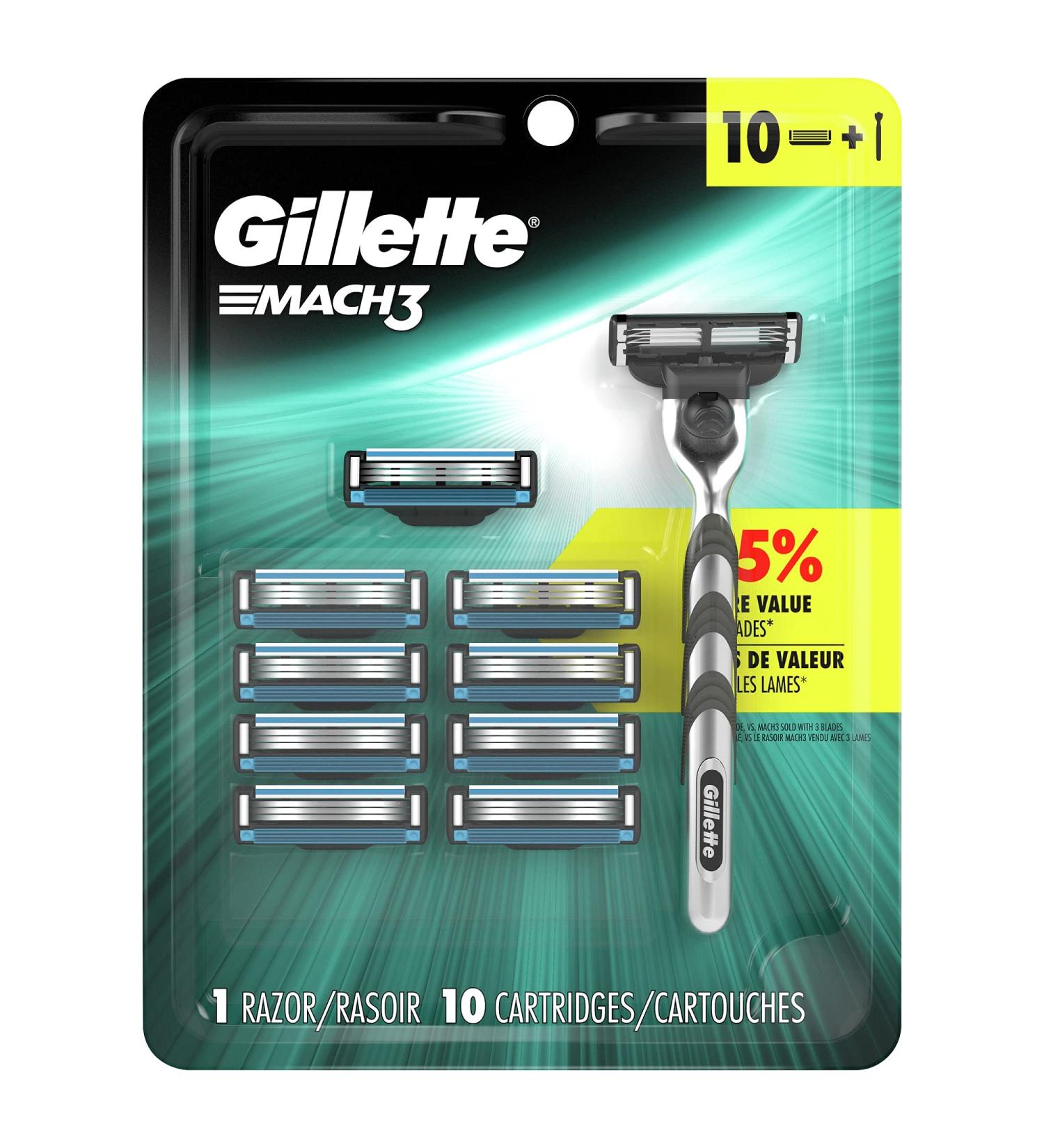 Gillette Mach3 Men's Razor with 10 Blade Refills - Buy Online on GoSupps.com