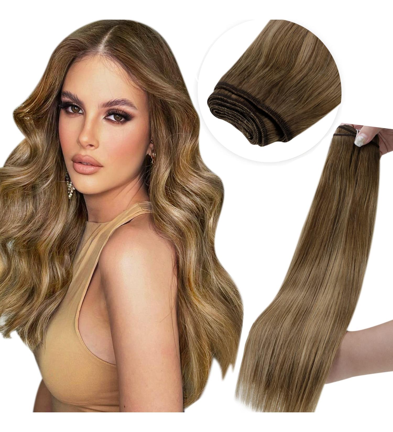 LAAVOO Real Hair Sew-In Extensions | 35cm Balayage Brown Ombre Weft | Remy 80g #8/16/8 - Buy Online on GoSupps.com