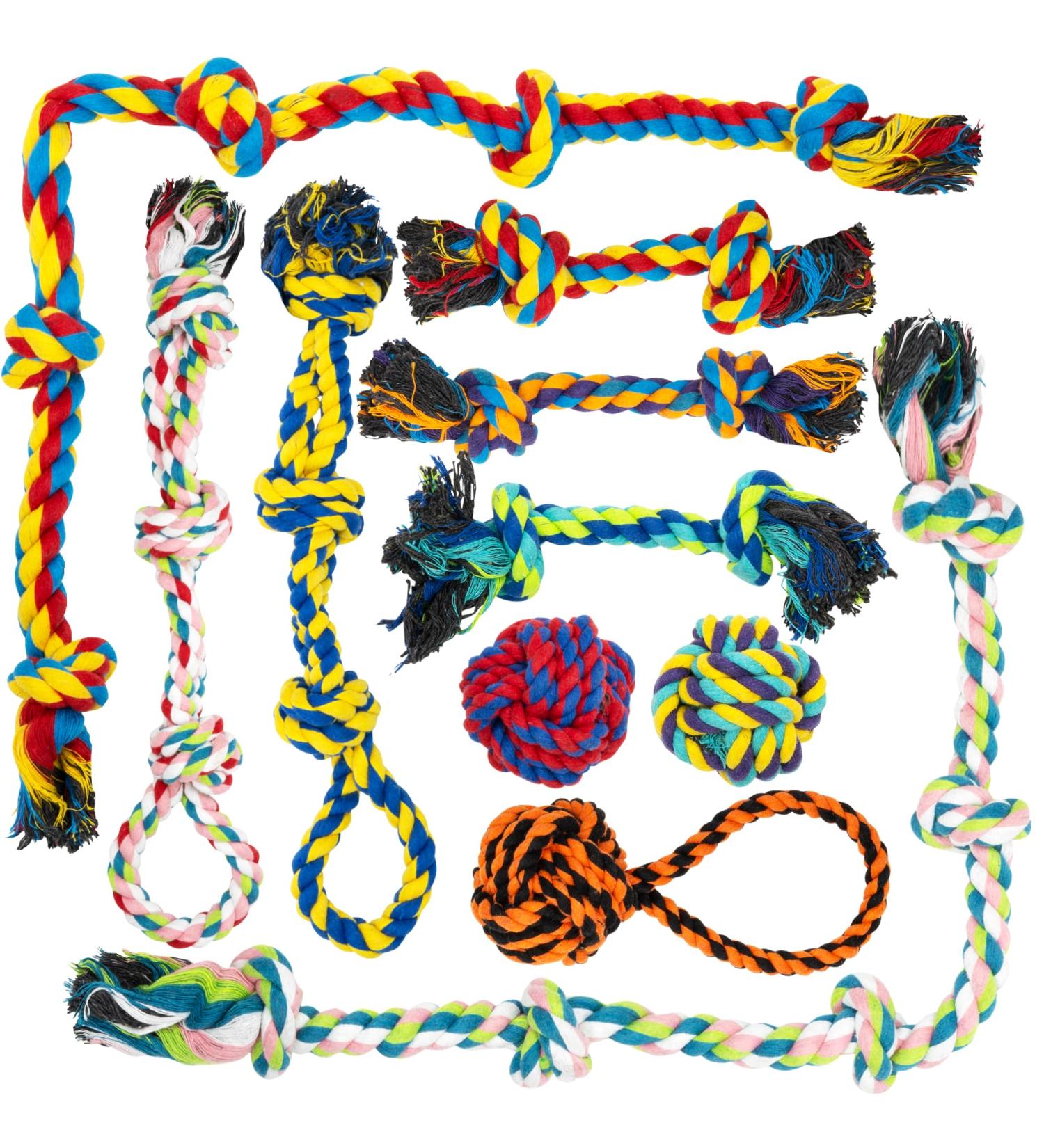 Fur & Bone 10 Pack Dog Rope Toy Dog Chew Toys for Aggressive Chewers - Cotton Puppy Toys | Dog Toys Indestructible for Dog Chews | Dog Toy Indestructible Dog Toys Dog Accessories Chew Toys for Dogs - Buy Online on GoSupps.com